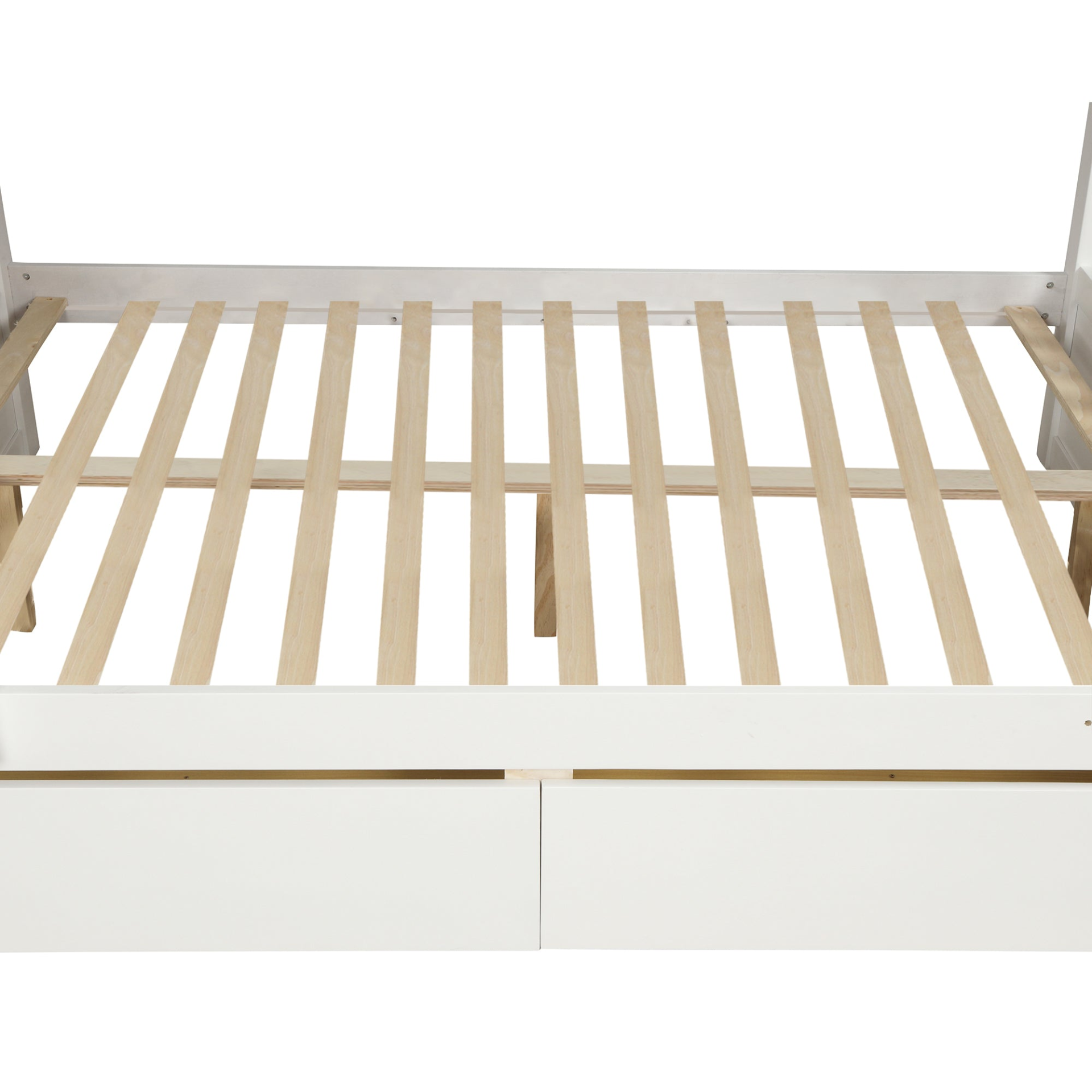 Sofa & Chair sets | Solid Wood Twin Over Full Bunk Bed with Two Storage Drawers, White | casafoyer.myshopify.com