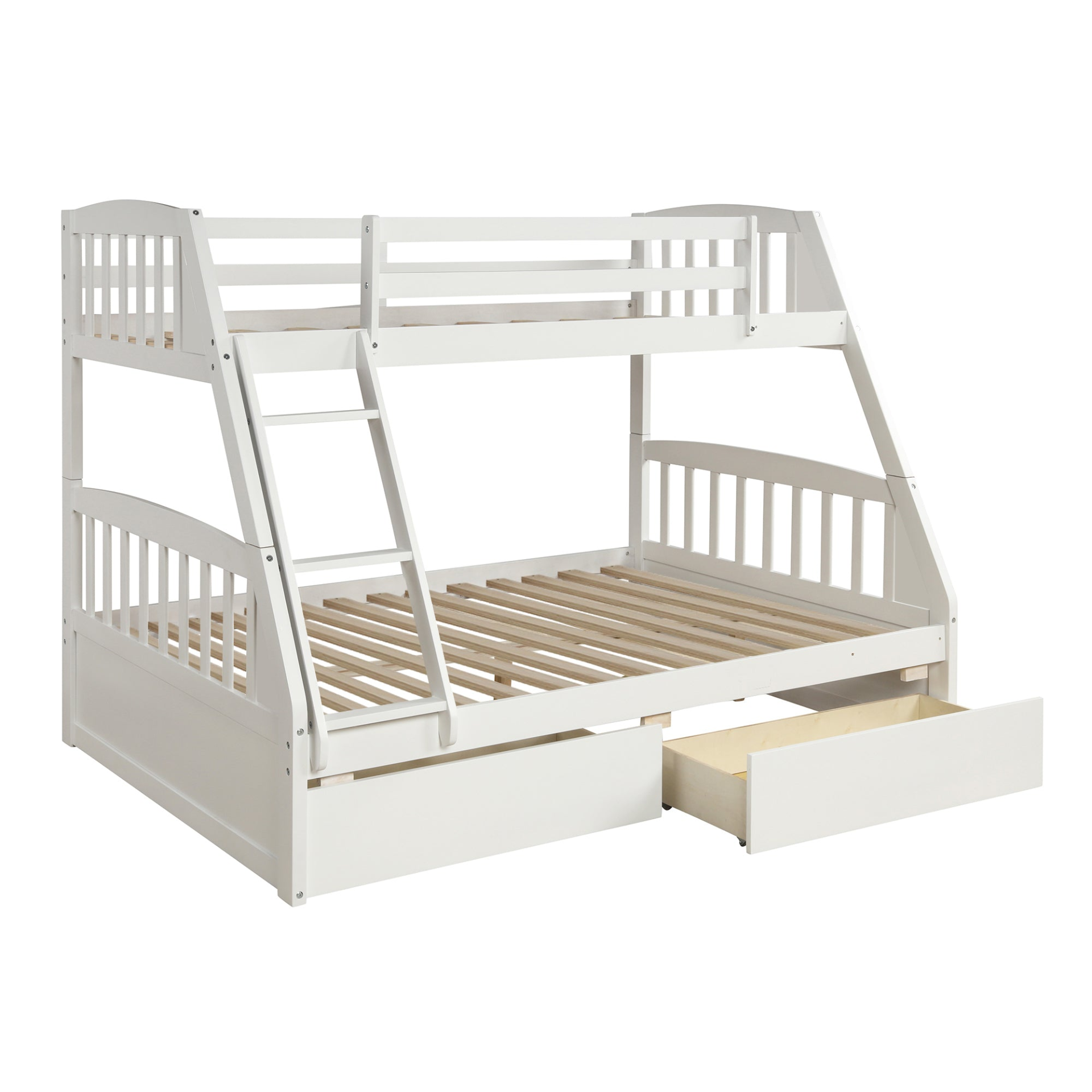 Sofa & Chair sets | Solid Wood Twin Over Full Bunk Bed with Two Storage Drawers, White | casafoyer.myshopify.com