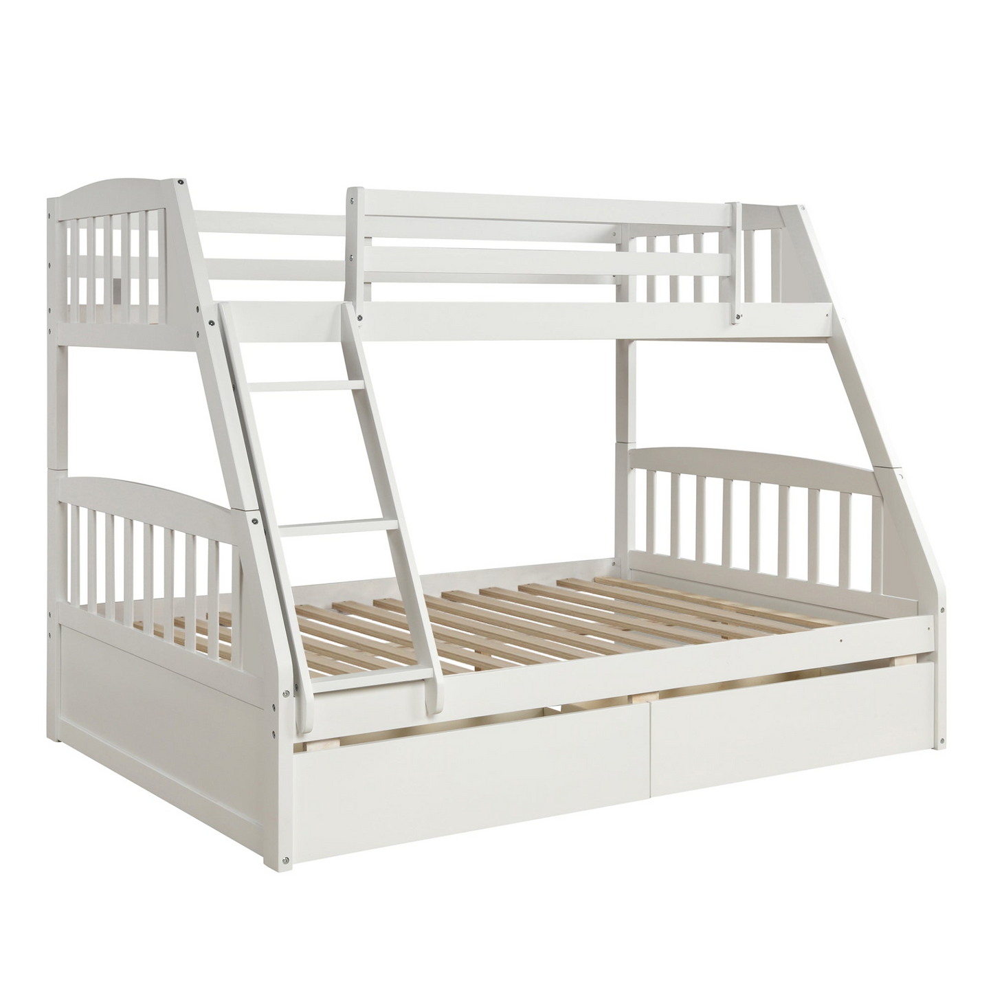 Sofa & Chair sets | Solid Wood Twin Over Full Bunk Bed with Two Storage Drawers, White | casafoyer.myshopify.com