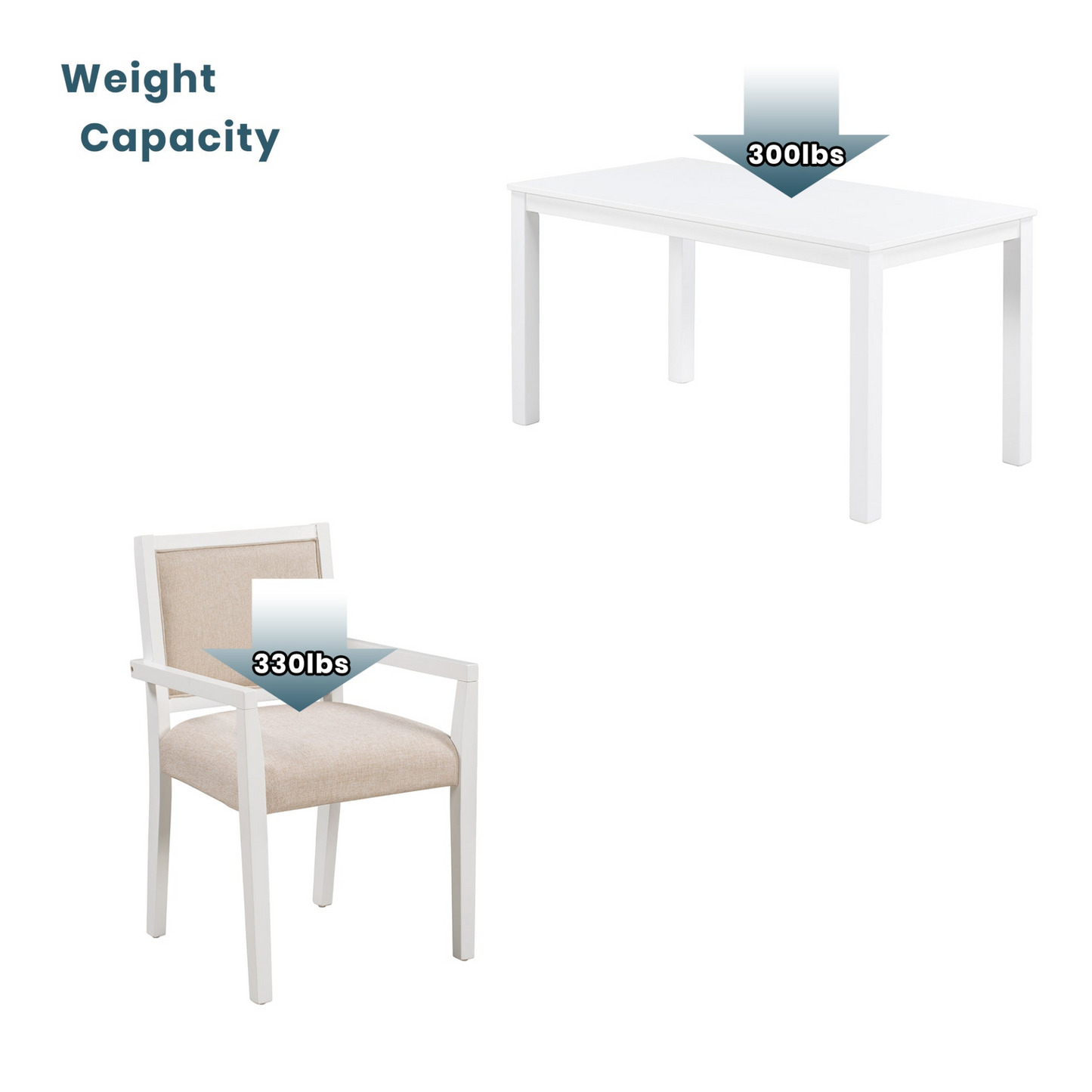 Dining Table | Wood 5-Piece Dining Table Set with 4 Arm Upholstered Dining Chairs,Beige | casafoyer.myshopify.com