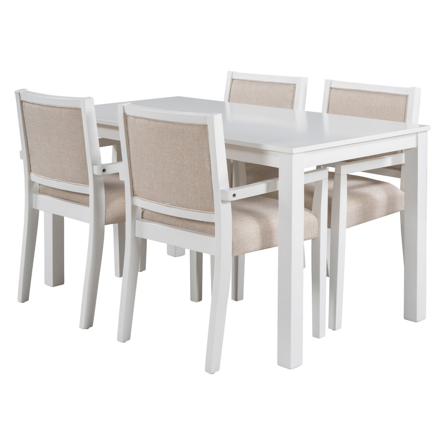 Dining Table | Wood 5-Piece Dining Table Set with 4 Arm Upholstered Dining Chairs,Beige | casafoyer.myshopify.com