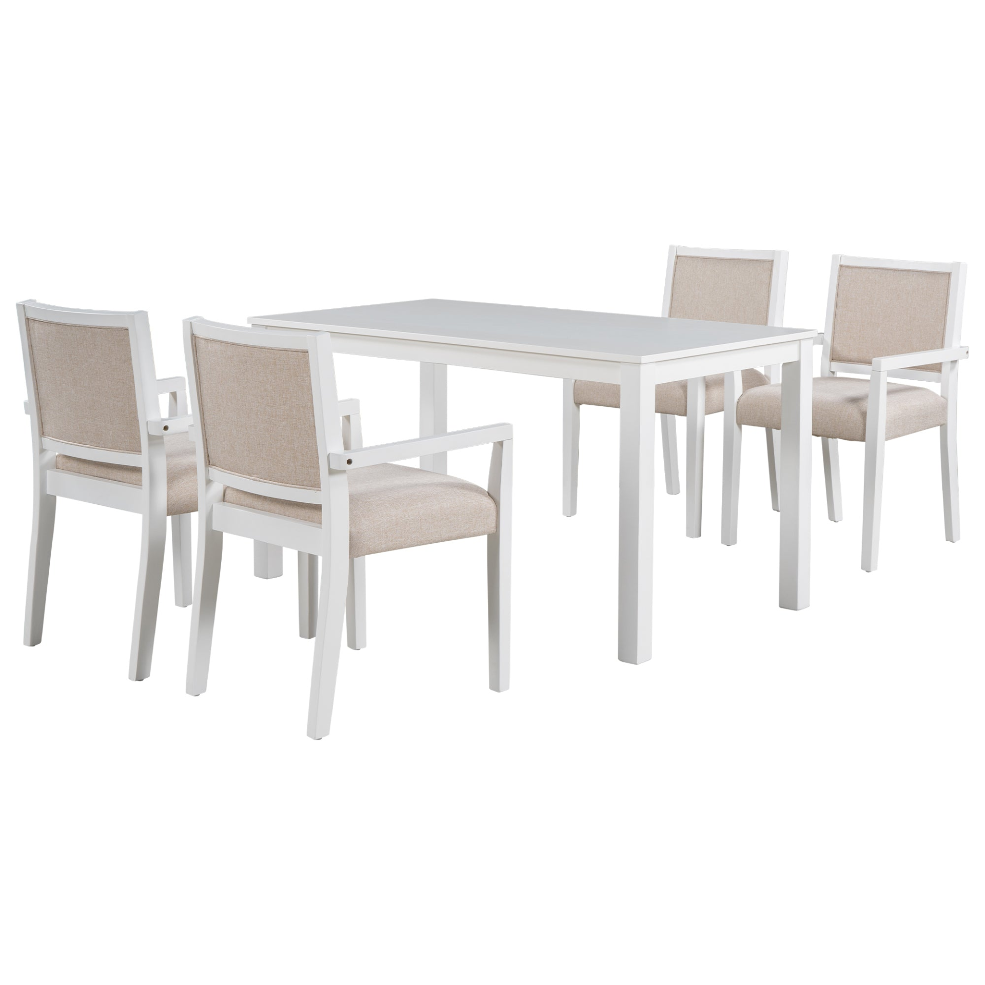 Dining Table | Wood 5-Piece Dining Table Set with 4 Arm Upholstered Dining Chairs,Beige | casafoyer.myshopify.com