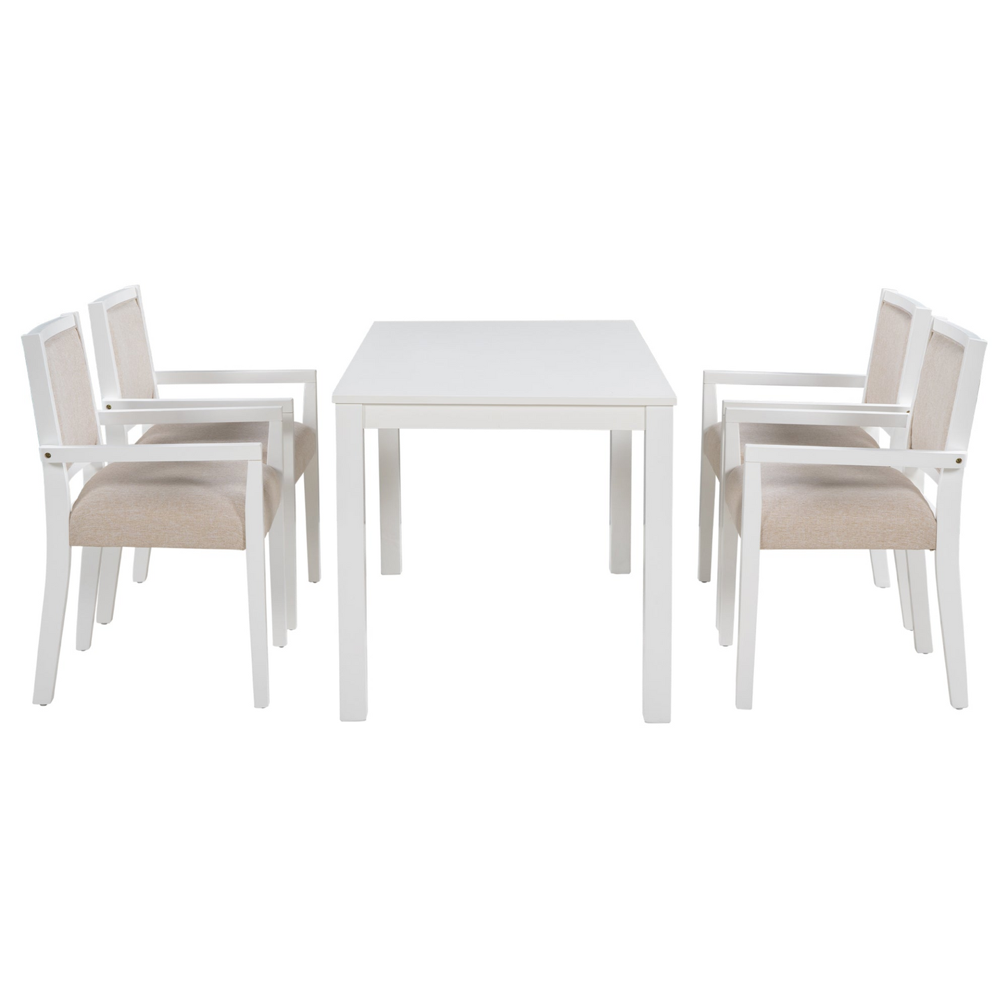 Dining Table | Wood 5-Piece Dining Table Set with 4 Arm Upholstered Dining Chairs,Beige | casafoyer.myshopify.com