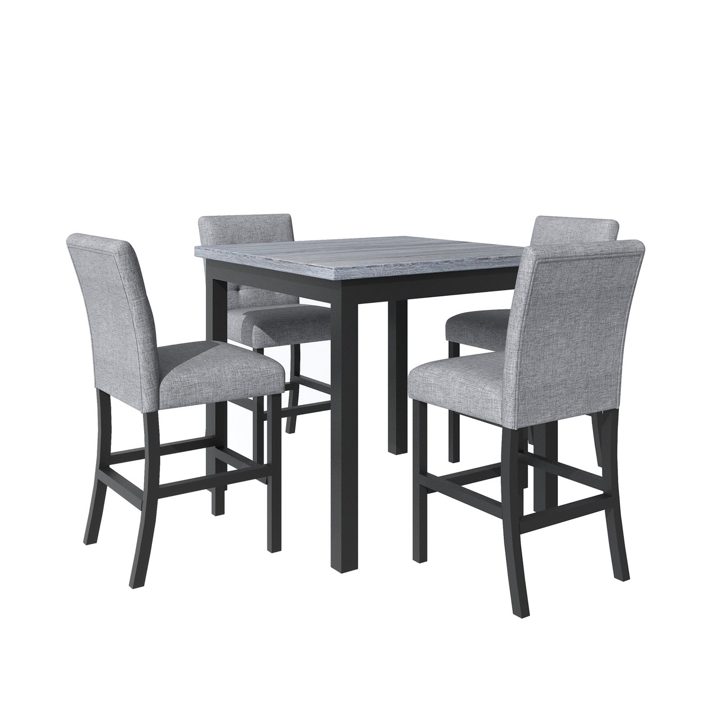 Dining Table | 5-Piece Counter Height Dining Set Wood Square Dining Room Table and Chairs Stools w/Footrest & 4 Upholstered high-back Chairs,Black | casafoyer.myshopify.com