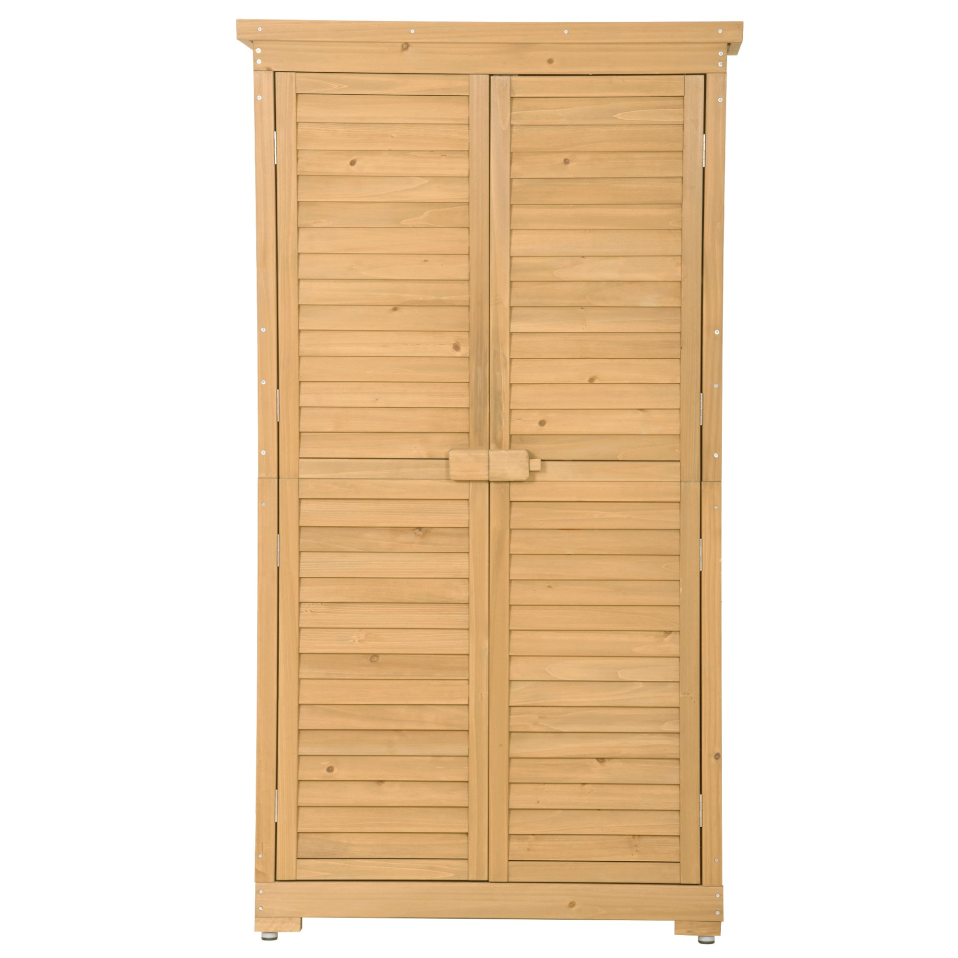 Patio Furntiure Sets | Wooden Garden Shed 3-tier Patio Storage Cabinet Outdoor Organizer Wooden Lockers with Fir Wood (Natural Wood Color -Shutter Design) | casafoyer.myshopify.com