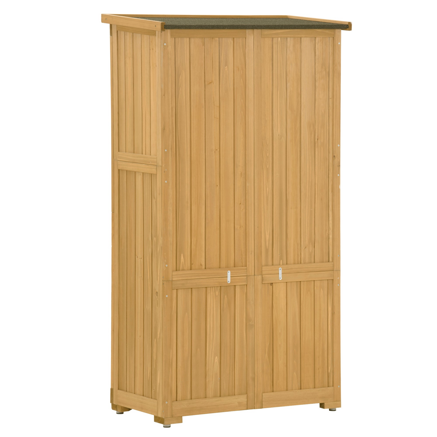 Patio Furntiure Sets | Wooden Garden Shed 3-tier Patio Storage Cabinet Outdoor Organizer Wooden Lockers with Fir Wood (Natural Wood Color -Shutter Design) | casafoyer.myshopify.com