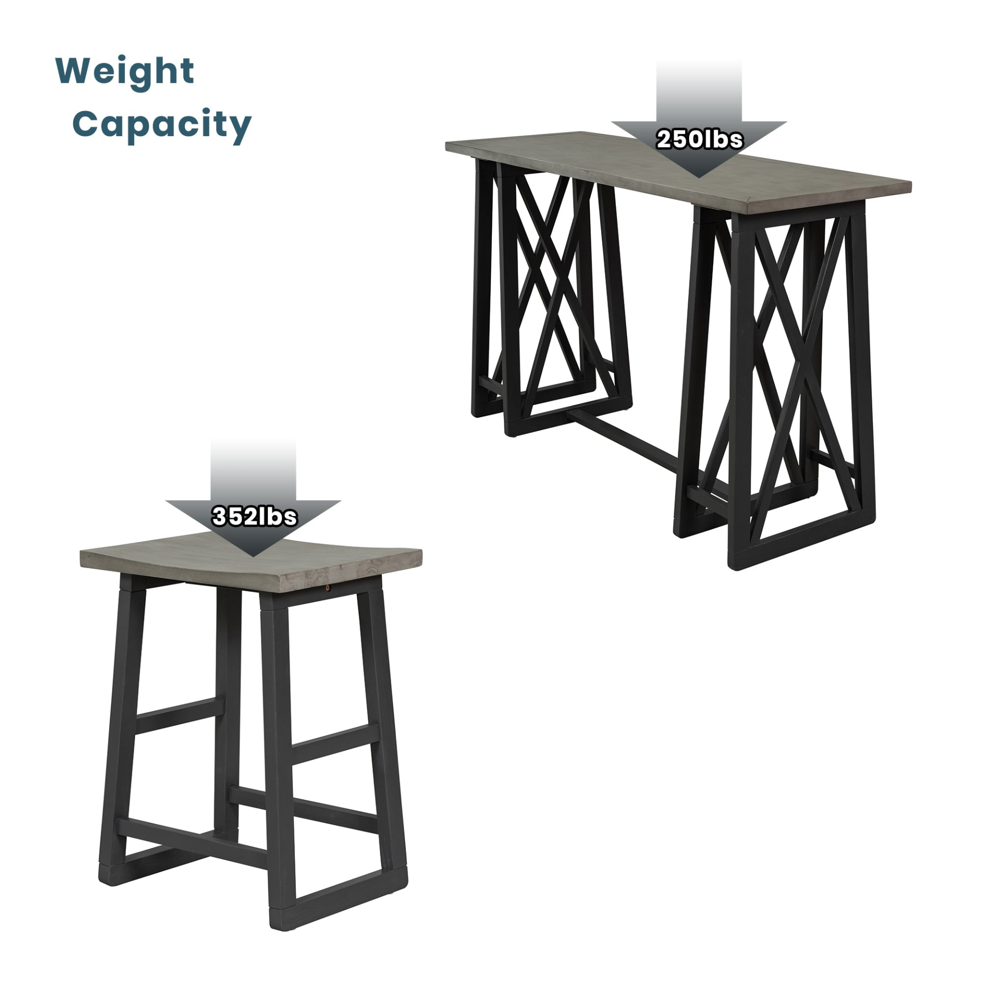 Dining Table | Rustic Counter Height 5-Piece Dining Set, Wood Console Table Set with 4 Stools for Small Places,Grey | casafoyer.myshopify.com