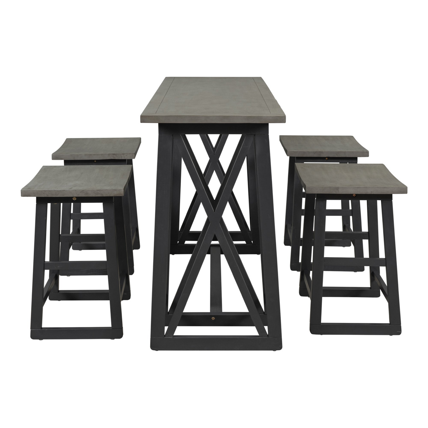 Dining Table | Rustic Counter Height 5-Piece Dining Set, Wood Console Table Set with 4 Stools for Small Places,Grey | casafoyer.myshopify.com