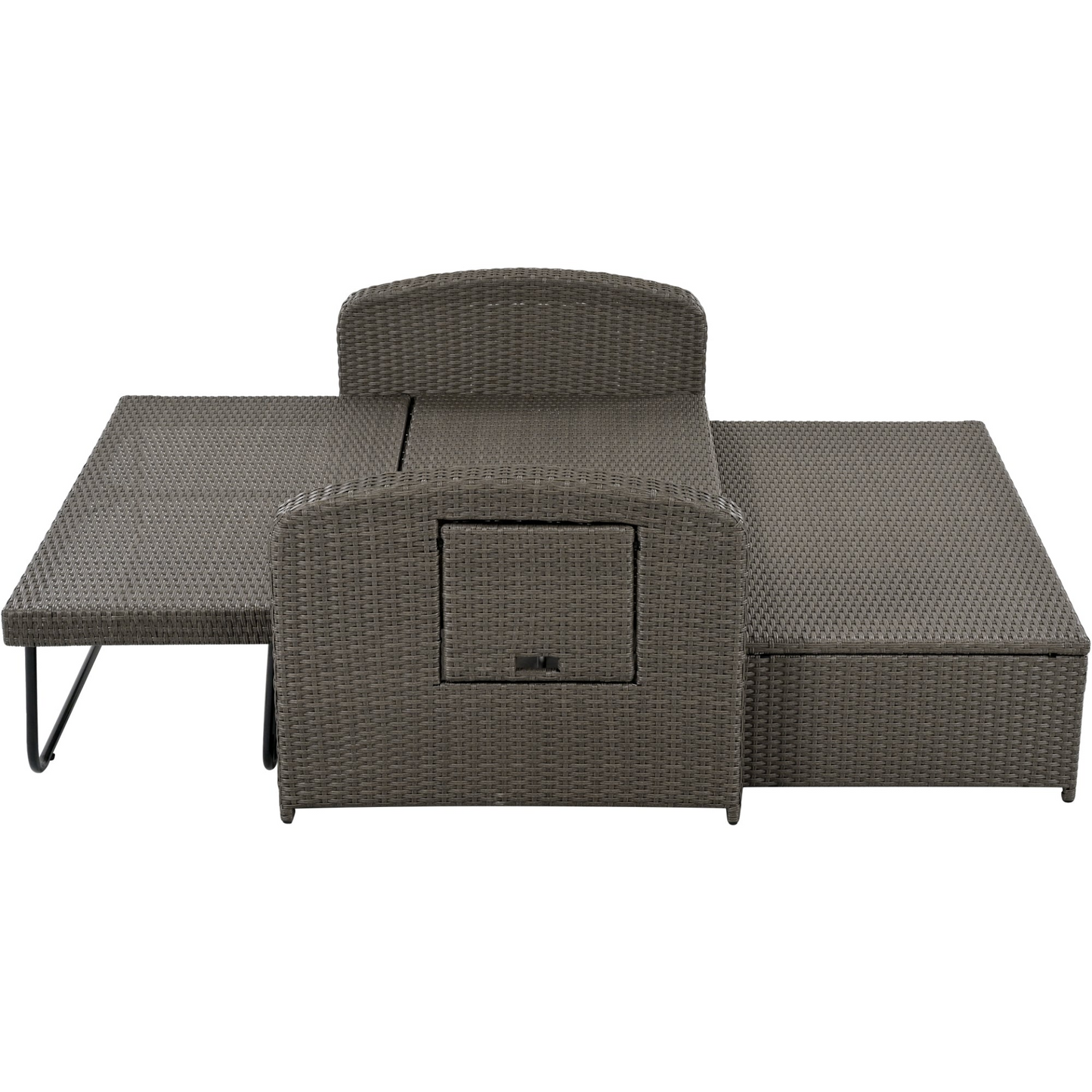 Patio Furntiure Sets | PE Wicker Rattan Double Chaise Lounge, 2-Person Reclining Daybed with Adjustable Back and Cushions, Free Furniture Protection Cover,Gray | casafoyer.myshopify.com