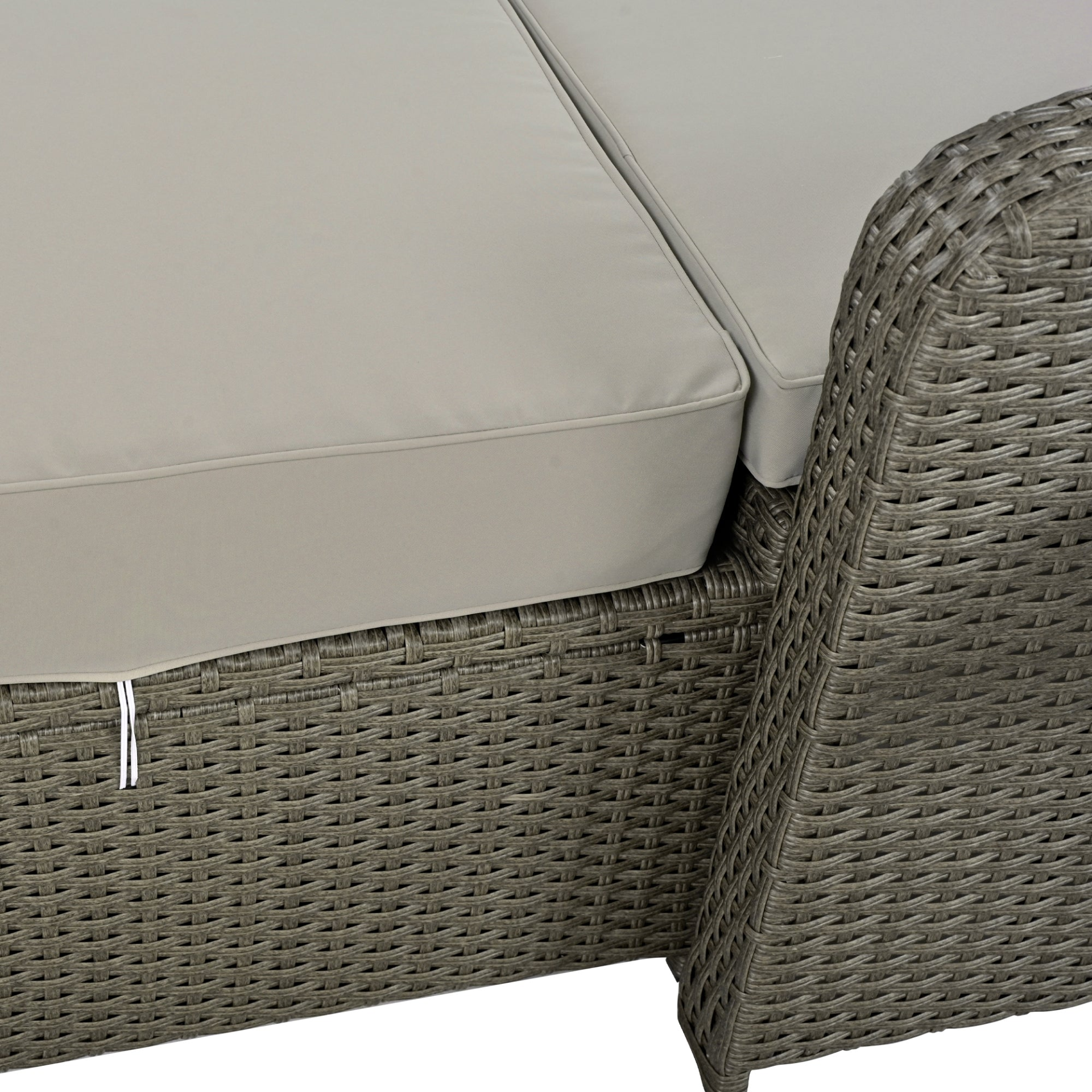 Patio Furntiure Sets | PE Wicker Rattan Double Chaise Lounge, 2-Person Reclining Daybed with Adjustable Back and Cushions, Free Furniture Protection Cover,Gray | casafoyer.myshopify.com