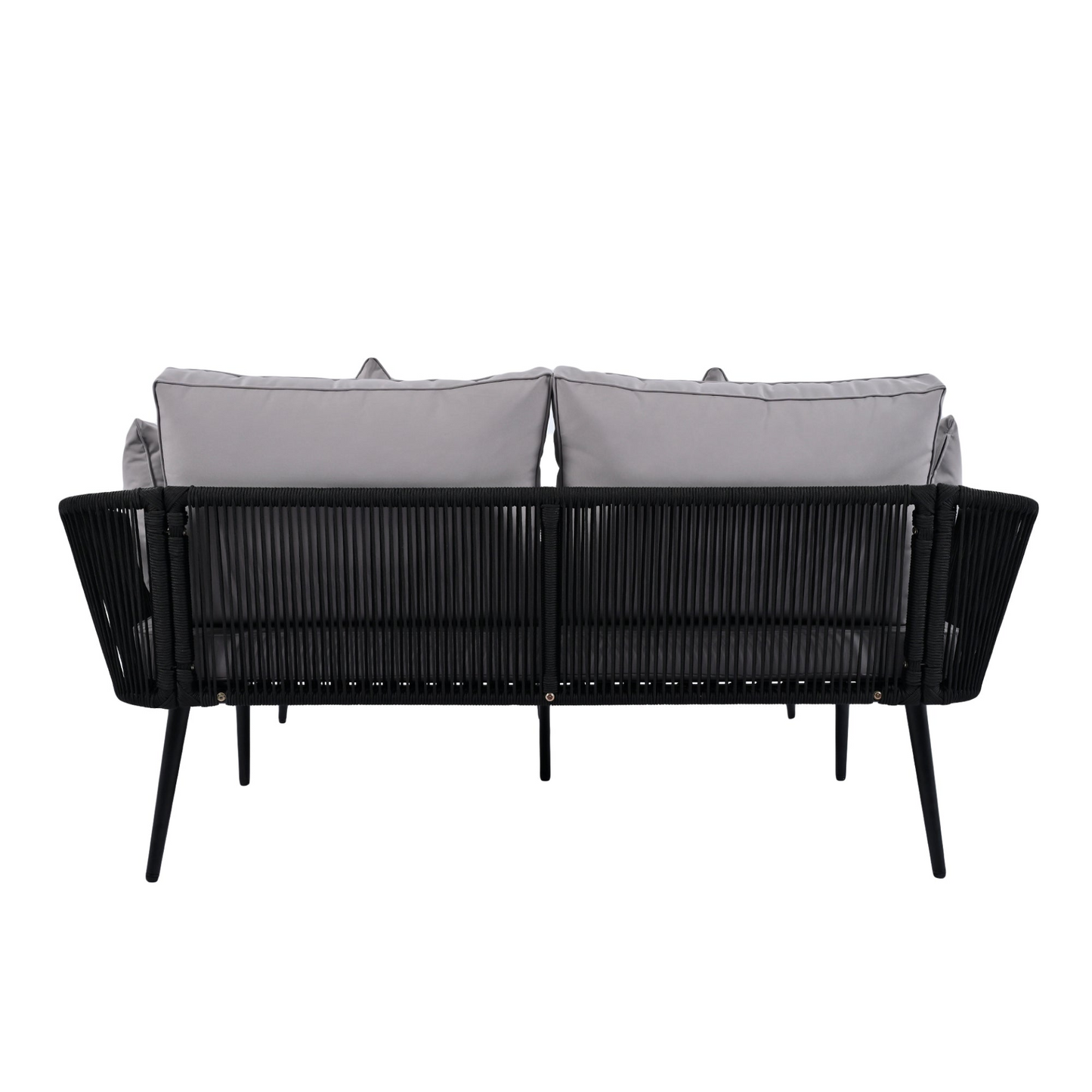Patio Furntiure Sets | Outdoor Patio Daybed, Woven Nylon Rope Backrest with Washable Cushions for Balcony, Poolside, Set for 2 Person, Gray | casafoyer.myshopify.com