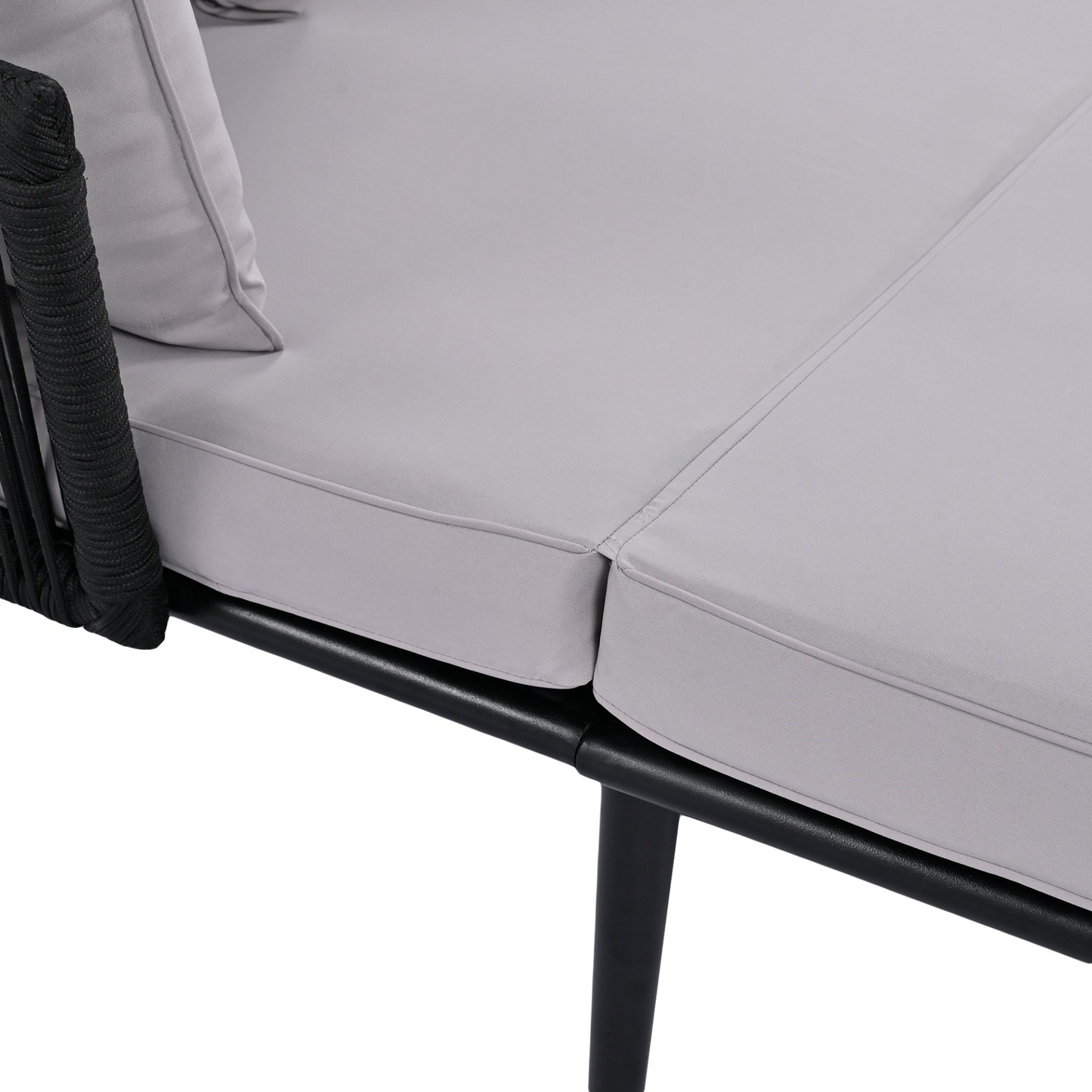 Patio Furntiure Sets | Outdoor Patio Daybed, Woven Nylon Rope Backrest with Washable Cushions for Balcony, Poolside, Set for 2 Person, Gray | casafoyer.myshopify.com