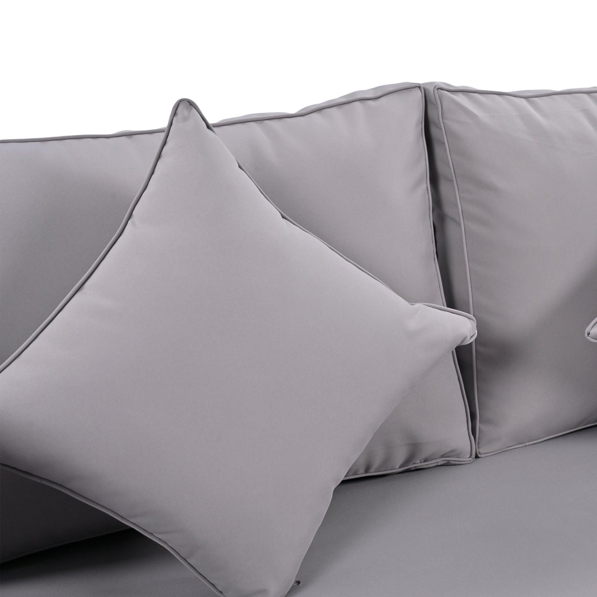 Patio Furntiure Sets | Outdoor Patio Daybed, Woven Nylon Rope Backrest with Washable Cushions for Balcony, Poolside, Set for 2 Person, Gray | casafoyer.myshopify.com