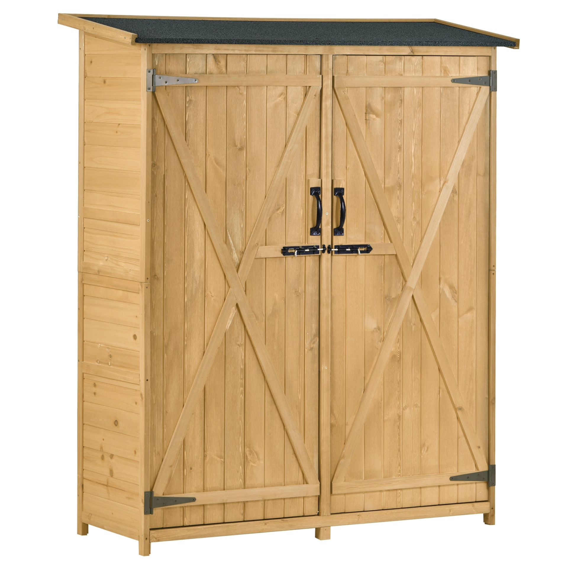 Sofa & Chair sets | Outdoor 5.3ft Hx4.6ft L Wood Storage Shed Tool Organizer,Garden Shed, Storage Cabinet with Waterproof Asphalt Roof, Double Lockable Doors, 3-tier Shelves for Backyard, Natural | casafoyer.myshopify.com