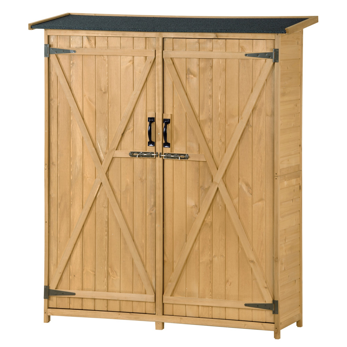 Sofa & Chair sets | Outdoor 5.3ft Hx4.6ft L Wood Storage Shed Tool Organizer,Garden Shed, Storage Cabinet with Waterproof Asphalt Roof, Double Lockable Doors, 3-tier Shelves for Backyard, Natural | casafoyer.myshopify.com