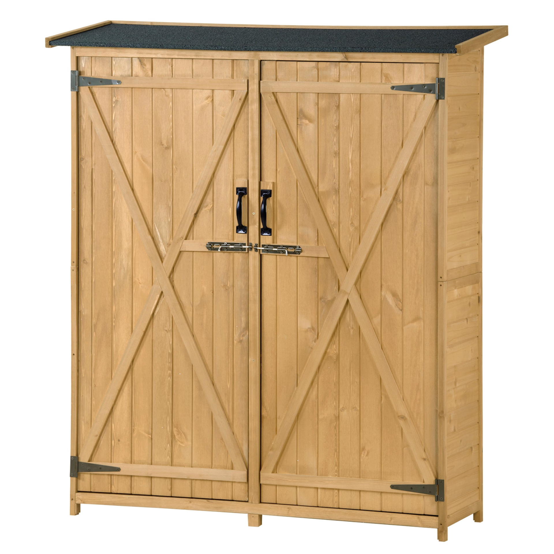 Sofa & Chair sets | Outdoor 5.3ft Hx4.6ft L Wood Storage Shed Tool Organizer,Garden Shed, Storage Cabinet with Waterproof Asphalt Roof, Double Lockable Doors, 3-tier Shelves for Backyard, Natural | casafoyer.myshopify.com