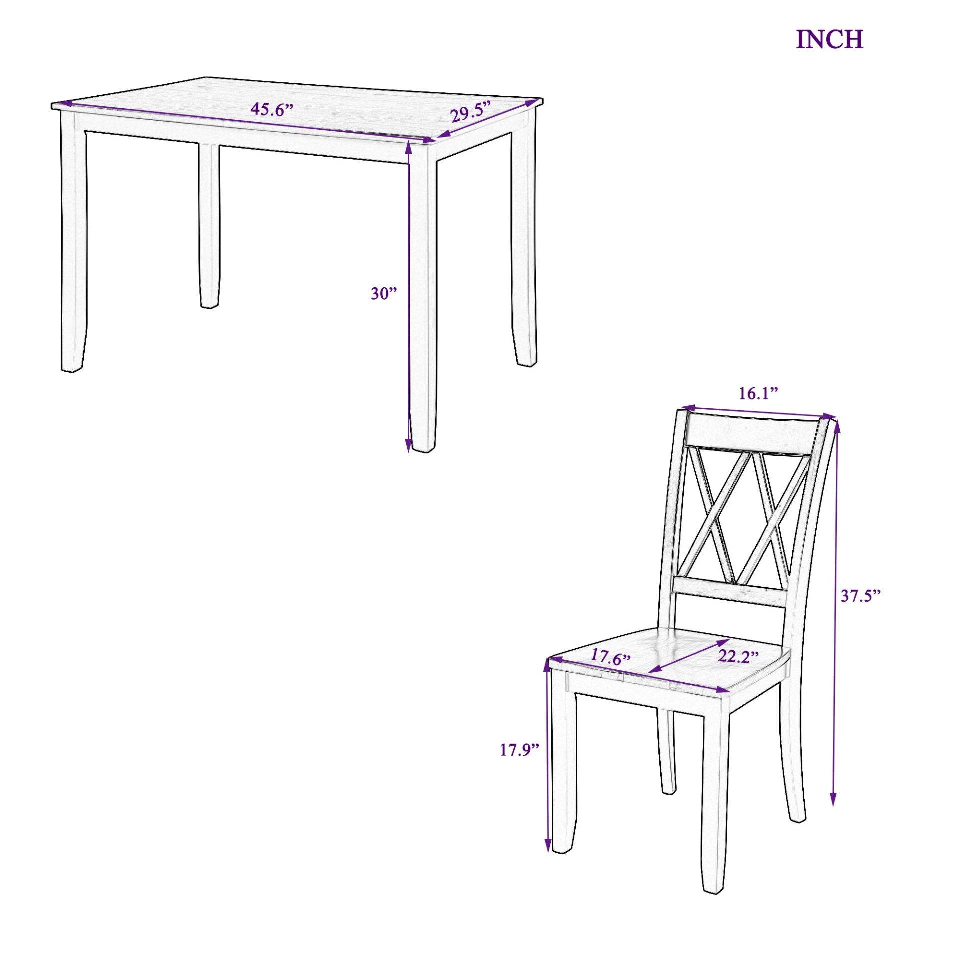 Dining Table | 5-Piece Dining Table Set Home Kitchen Table and Chairs Wood Dining Set, White+Cherry | casafoyer.myshopify.com