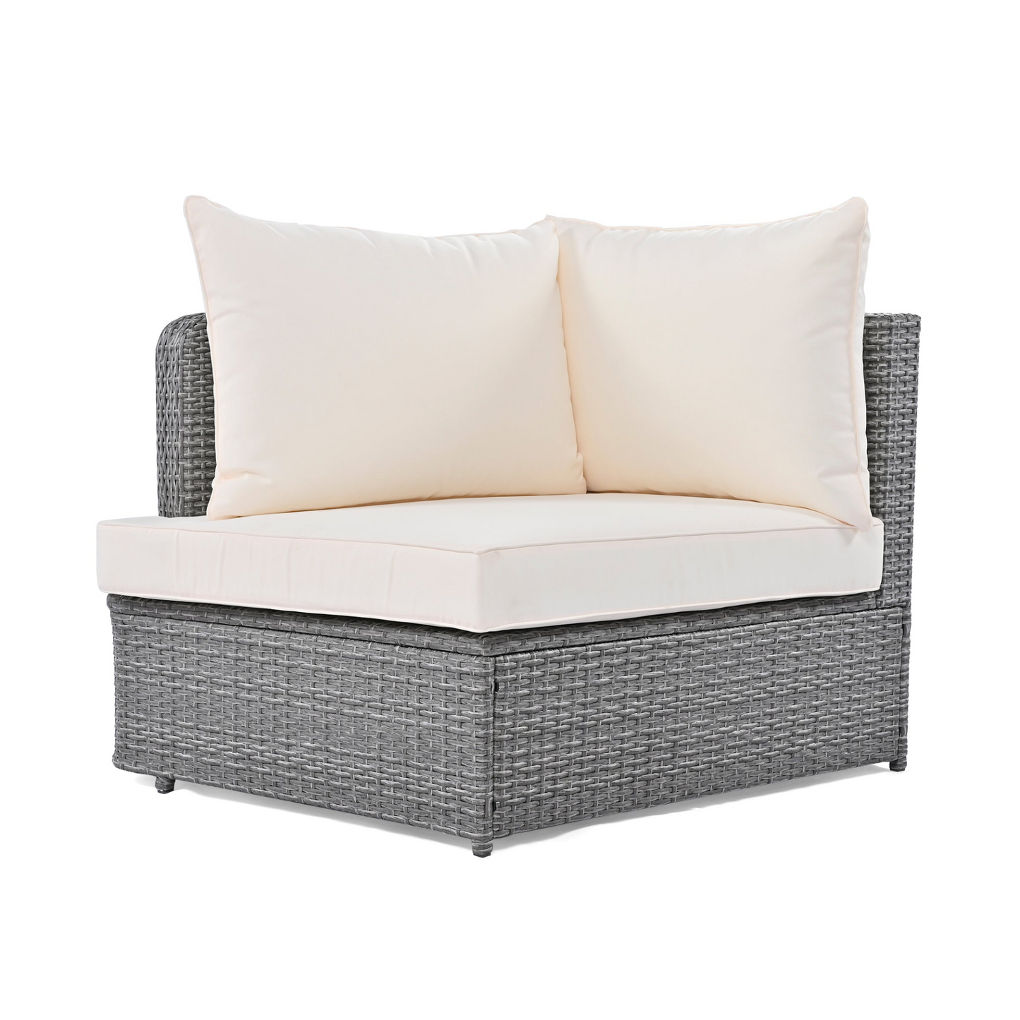 Patio Furntiure Sets | 6-Piece Patio Outdoor Conversation Round Sofa Set, PE Wicker Rattan Separate Seating Group with Coffee Table, Beige | casafoyer.myshopify.com