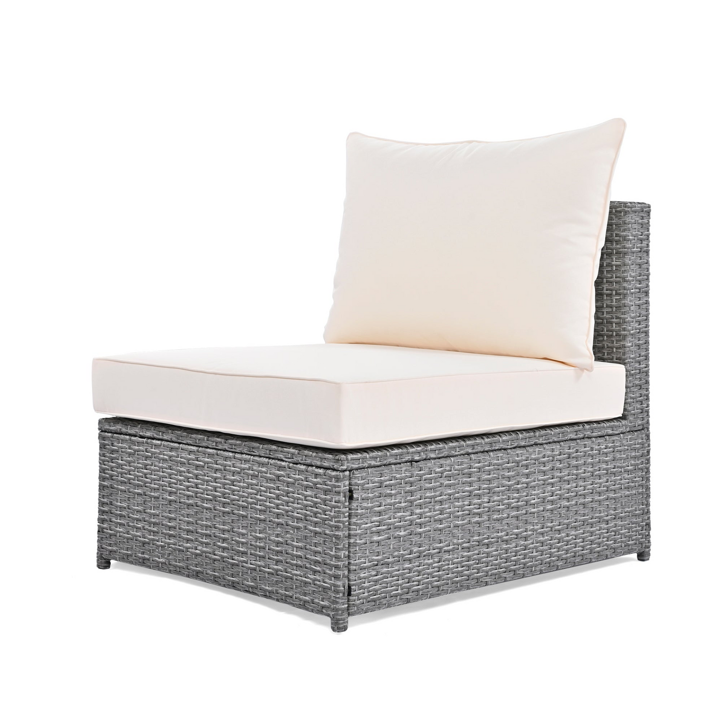 Patio Furntiure Sets | 6-Piece Patio Outdoor Conversation Round Sofa Set, PE Wicker Rattan Separate Seating Group with Coffee Table, Beige | casafoyer.myshopify.com