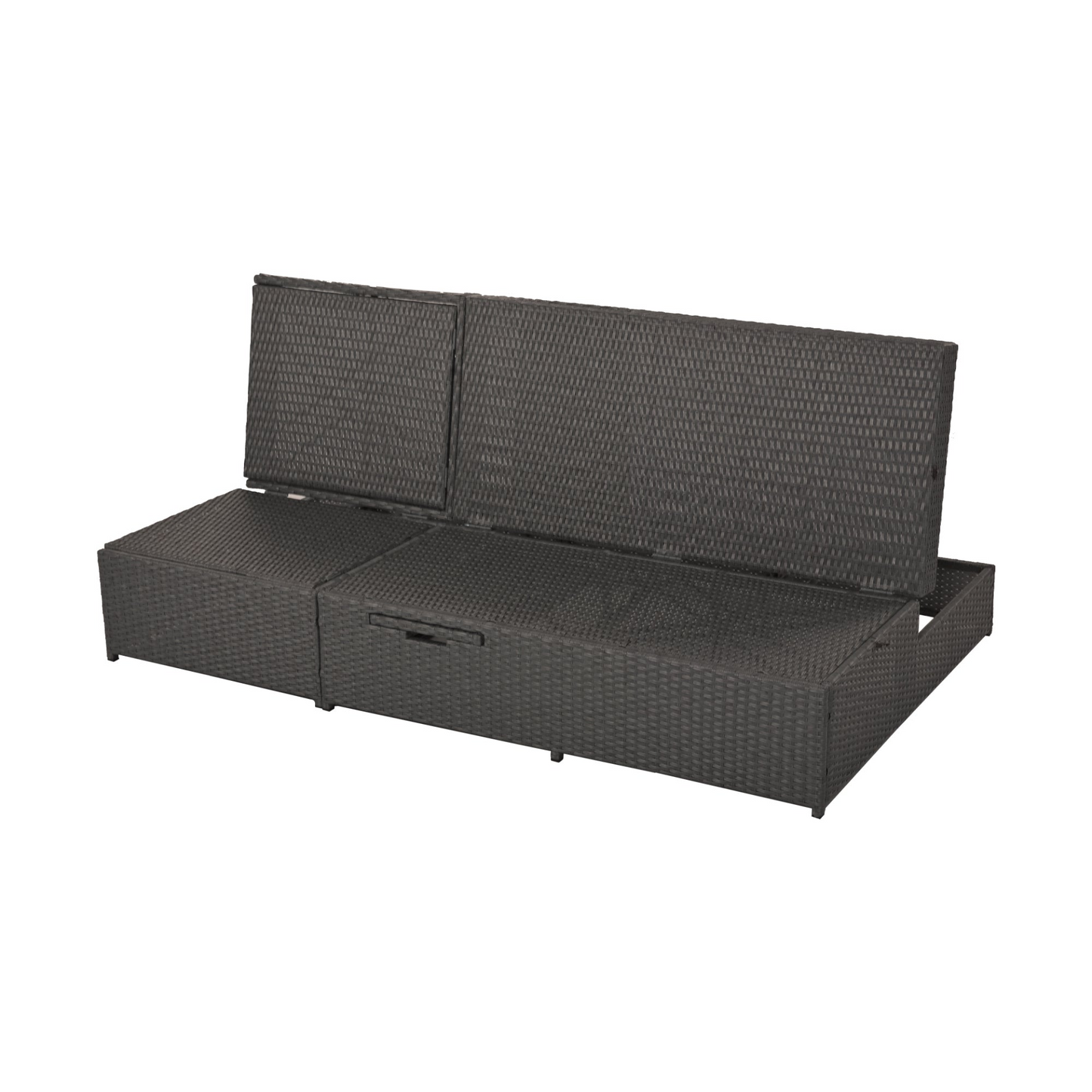 Patio Furntiure Sets | Outdoor Double Sunbed, Wicker Rattan Patio Reclining Chairs with Adjustable Backrest and Seat, Conversational Set for 2 Person, Gray | casafoyer.myshopify.com