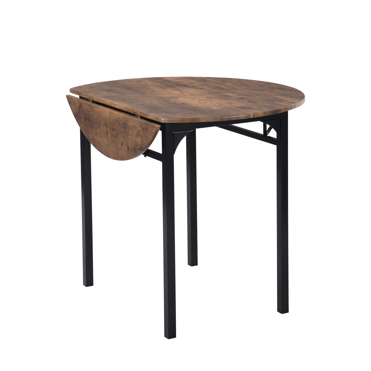 Dining Table | Modern 3-Piece Round Dining Table Set | Small Spaces | Black Frame+Rustic Brown Finish | casafoyer.myshopify.com