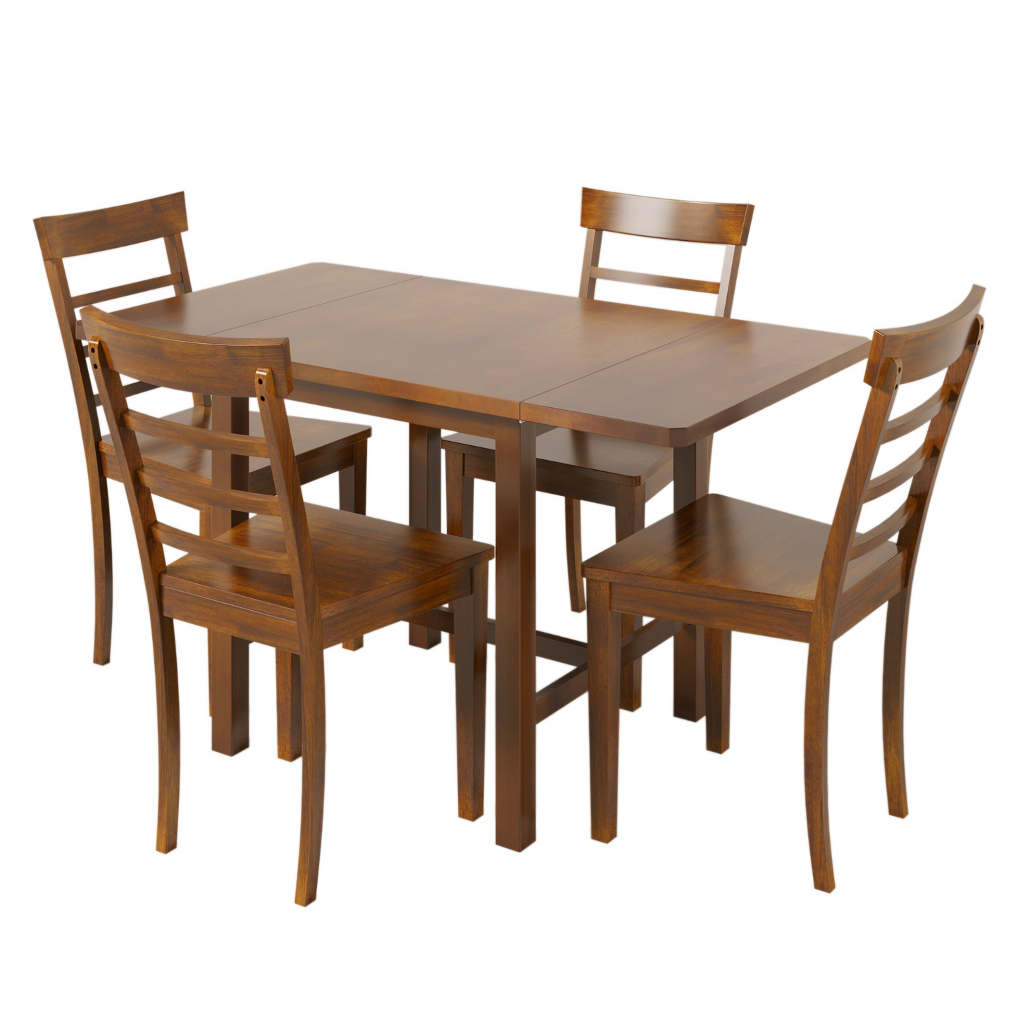 Dining Table | 5-Piece Wood Square Drop Leaf Breakfast Nook Extendable Dining Table Set with 4 Ladder Back Chairs, Brown | casafoyer.myshopify.com