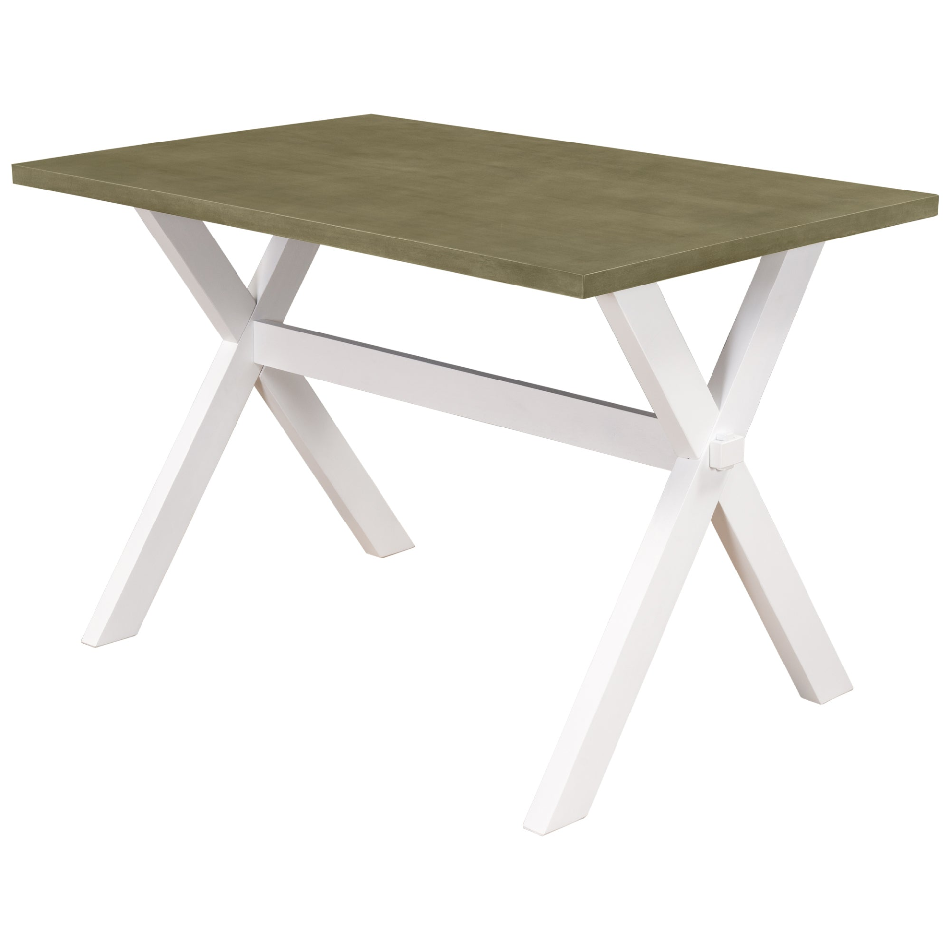 Dining Table | Farmhouse Rustic Wood Kitchen Dining Table with X-shape Legs, Gray Green | casafoyer.myshopify.com