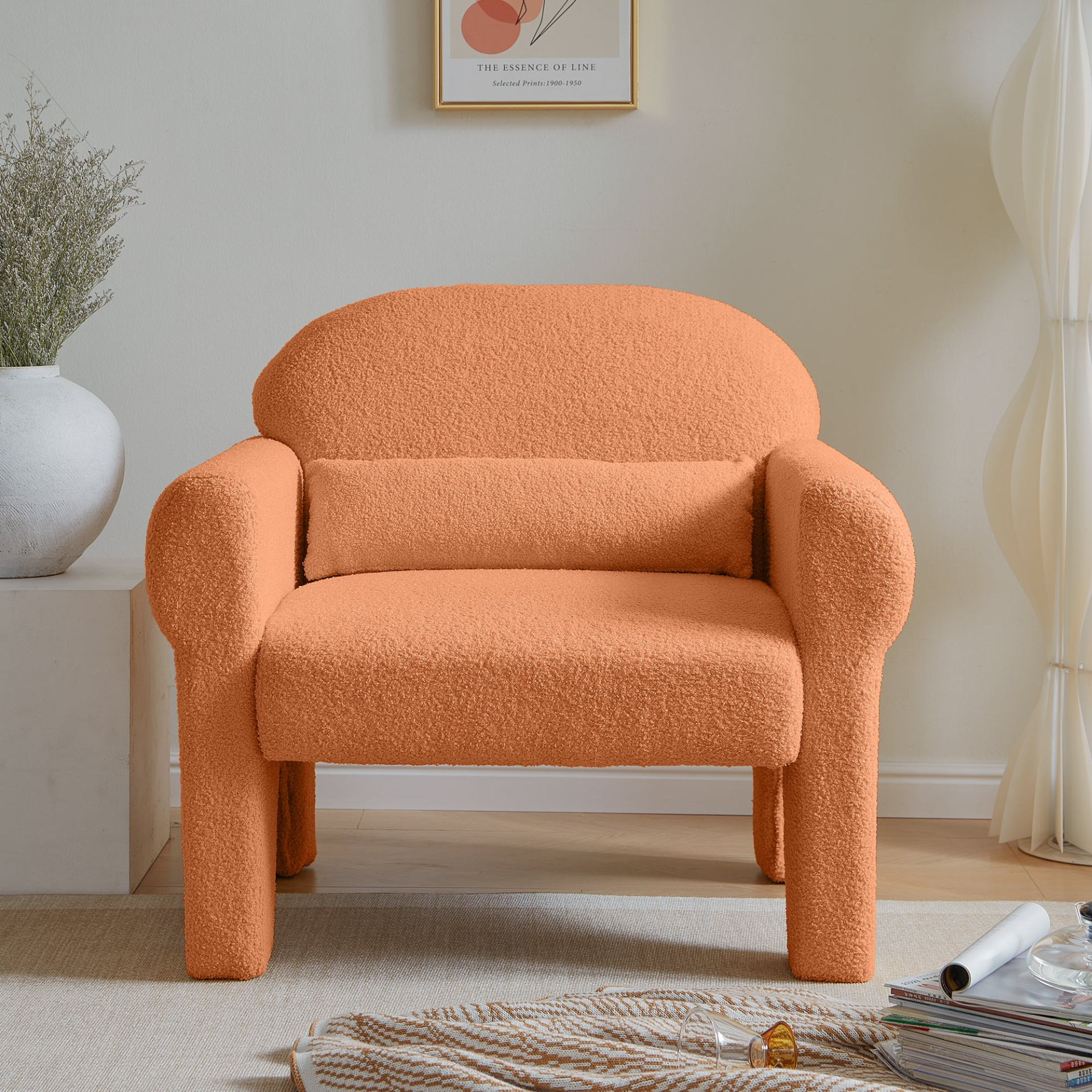 Sofa & Chair sets | Modern Boucle Accent Chair with Lumbar Pillow for Living Room | casafoyer.myshopify.com