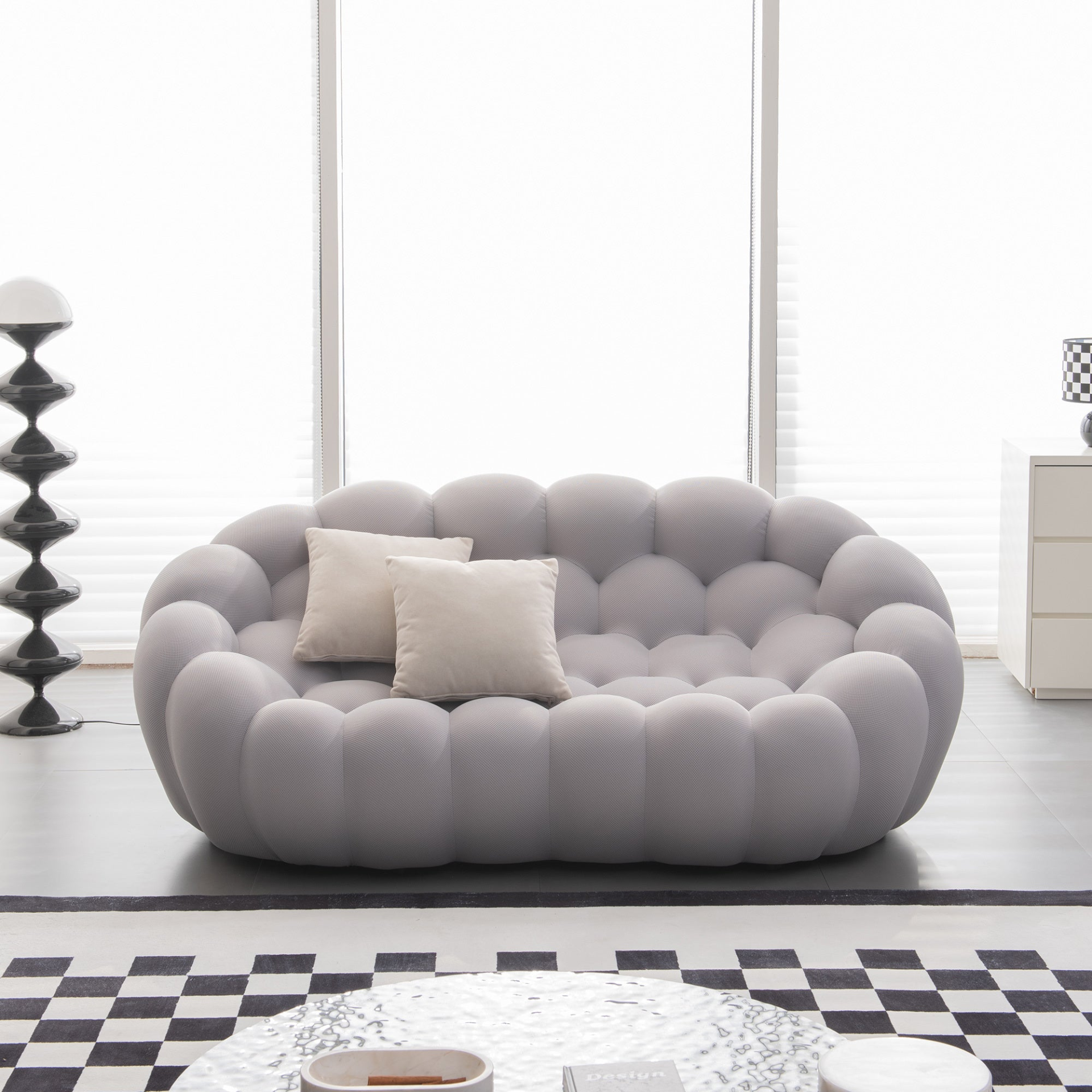 [product_type] | 74.8'' Modern Bubble Floor Couch for Living Room, Gray - Luxury and Comfort | casafoyer.myshopify.com