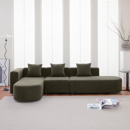 Sofa & Chair sets | Modern Sectional L Shape Boucle Sofa with Curved Seat (Facing Left) - Stylish and Comfortable | YourStore | casafoyer.myshopify.com