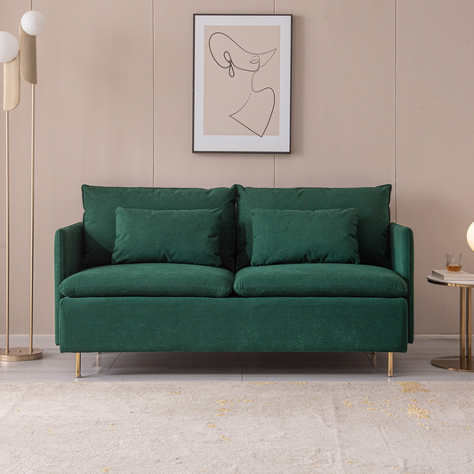 Sofa & Chair sets | Modern Upholstered Loveseat Sofa, Emerald Cotton Linen - 63.8" | casafoyer.myshopify.com