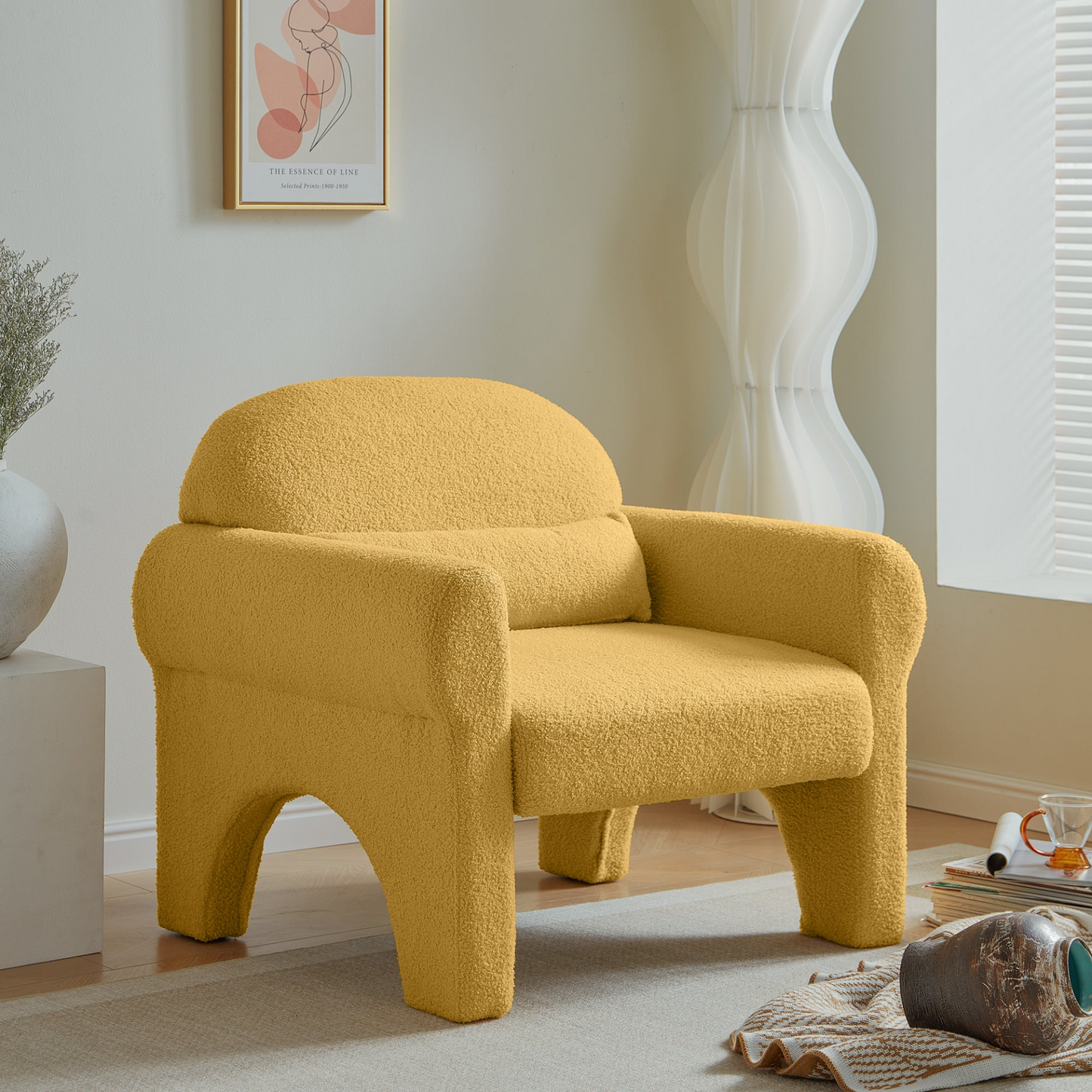 Sofa & Chair sets | modern boucle accent chair with lumbar pillow for living room | casafoyer.myshopify.com