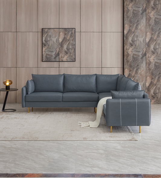 Sofa & Chair sets | L-Shaped Corner Sectional Technical leather Sofa-Drak Grey, 92.5*92.5'' | casafoyer.myshopify.com