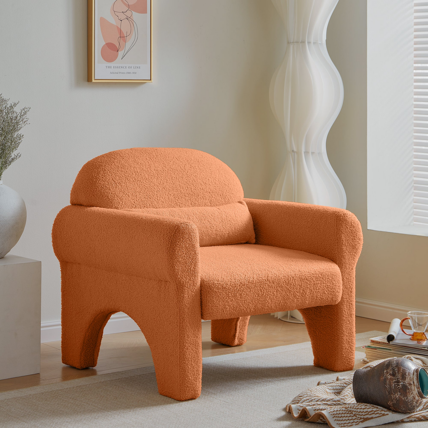 Sofa & Chair sets | modern boucle accent chair with lumbar pillow for living room | casafoyer.myshopify.com