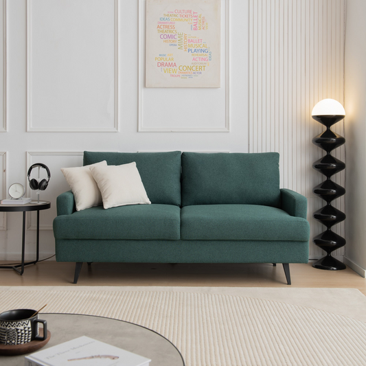 [product_type] | 64" W Fabric Upholstered Love seat with Metal Legs/High Resilience Sponge Couch - Emerald | casafoyer.myshopify.com