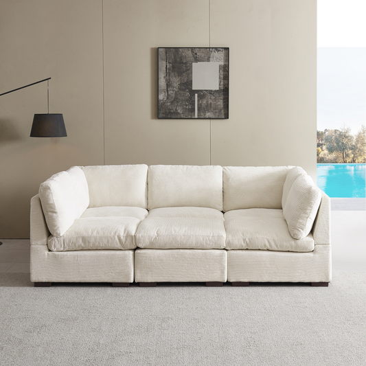 Sofa & Chair sets | Convertible Modern Luxury Sectional Sofa Couch for Living Room | Quality Corduroy Upholstery | Modular Sofa Solid Wood Leg Couch - Beige | casafoyer.myshopify.com