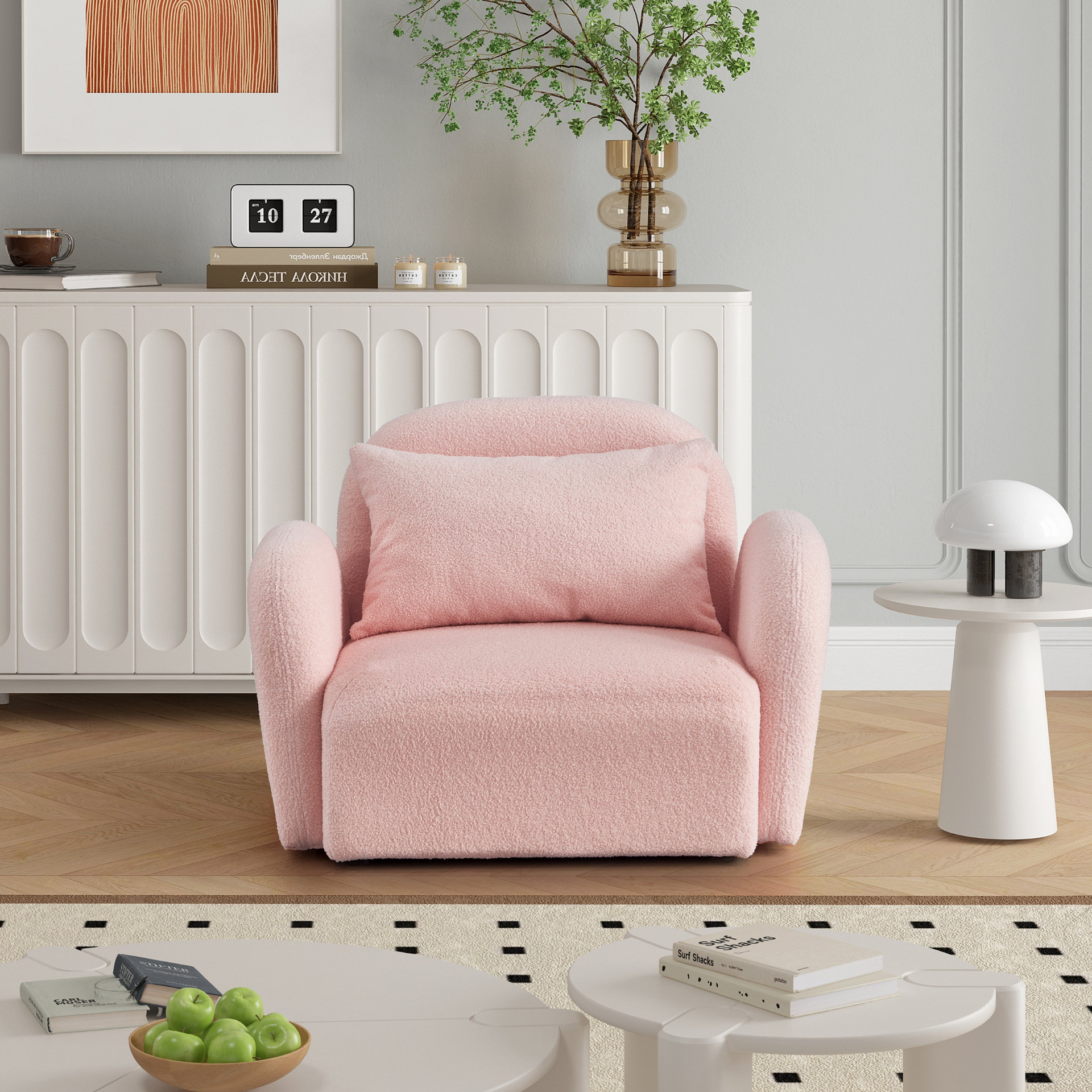 Sofa & Chair sets | Living Room Furniture Lazy Sofa Chair Teddy Fabric Pink | casafoyer.myshopify.com