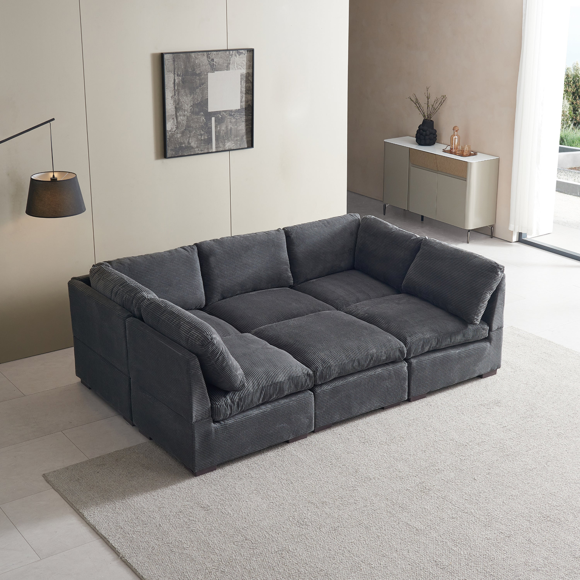 Sofa & Chair sets | Convertible Modern Luxury Sectional Sofa Couch for Living Room - Dark Grey | casafoyer.myshopify.com