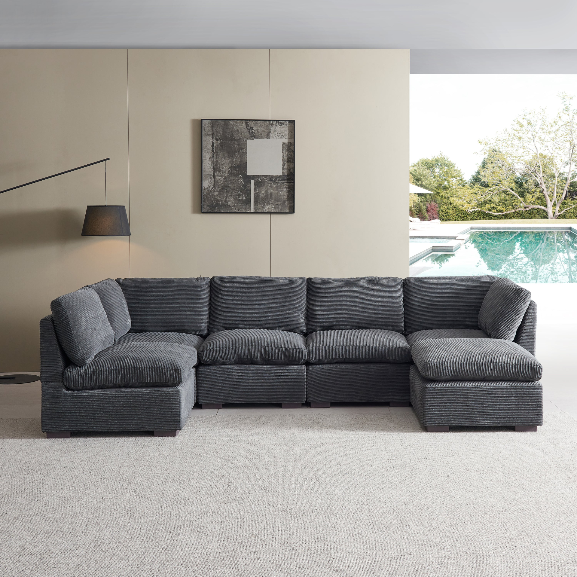 Sofa & Chair sets | Convertible Modern Luxury Sectional Sofa Couch for Living Room - Dark Grey | casafoyer.myshopify.com