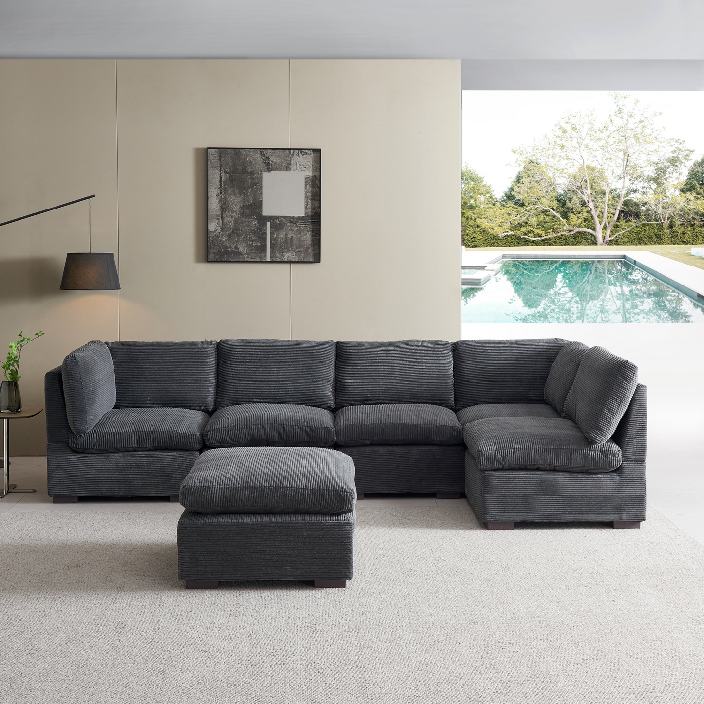 Sofa & Chair sets | Convertible Modern Luxury Sectional Sofa Couch for Living Room - Dark Grey | casafoyer.myshopify.com