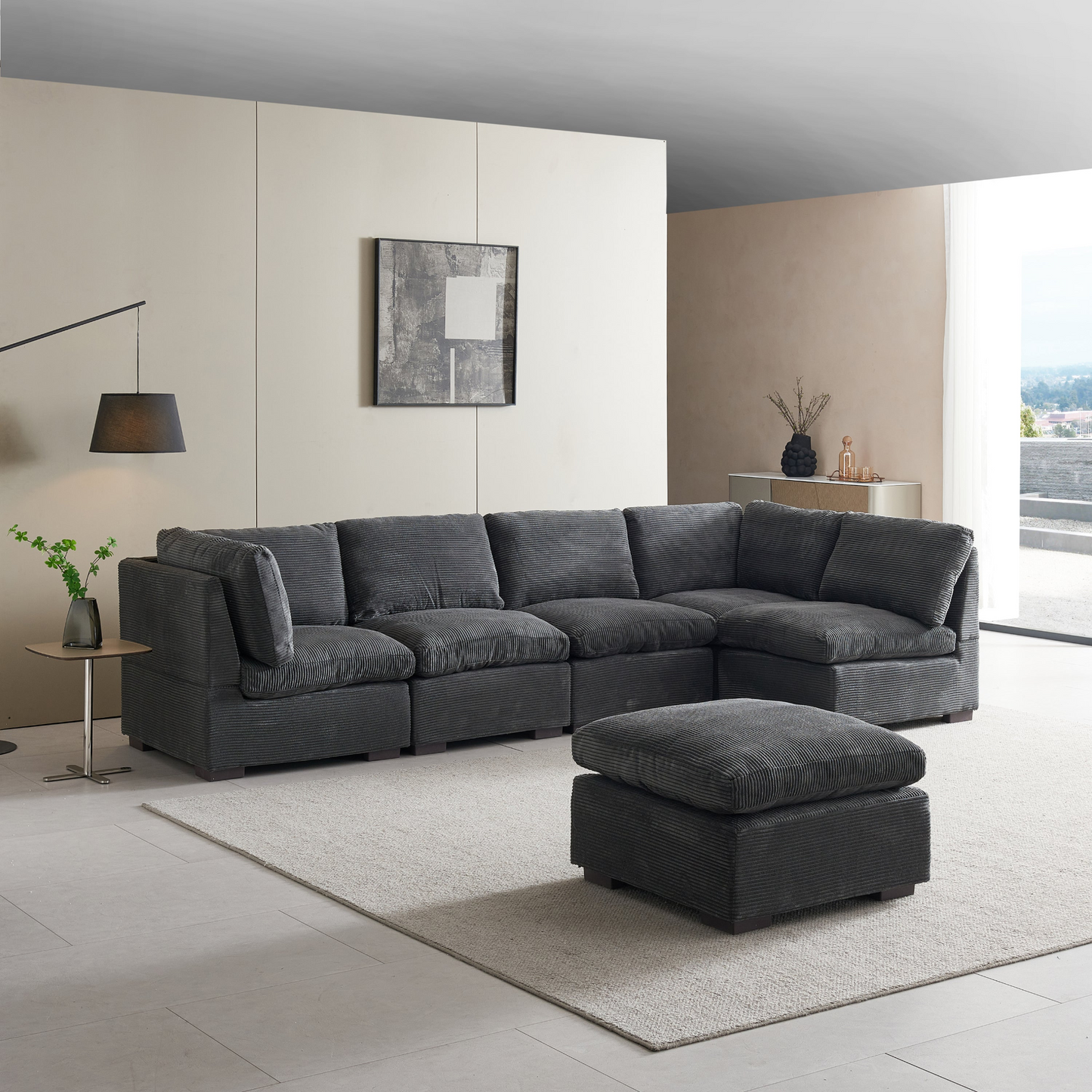 Sofa & Chair sets | Convertible Modern Luxury Sectional Sofa Couch for Living Room - Dark Grey | casafoyer.myshopify.com