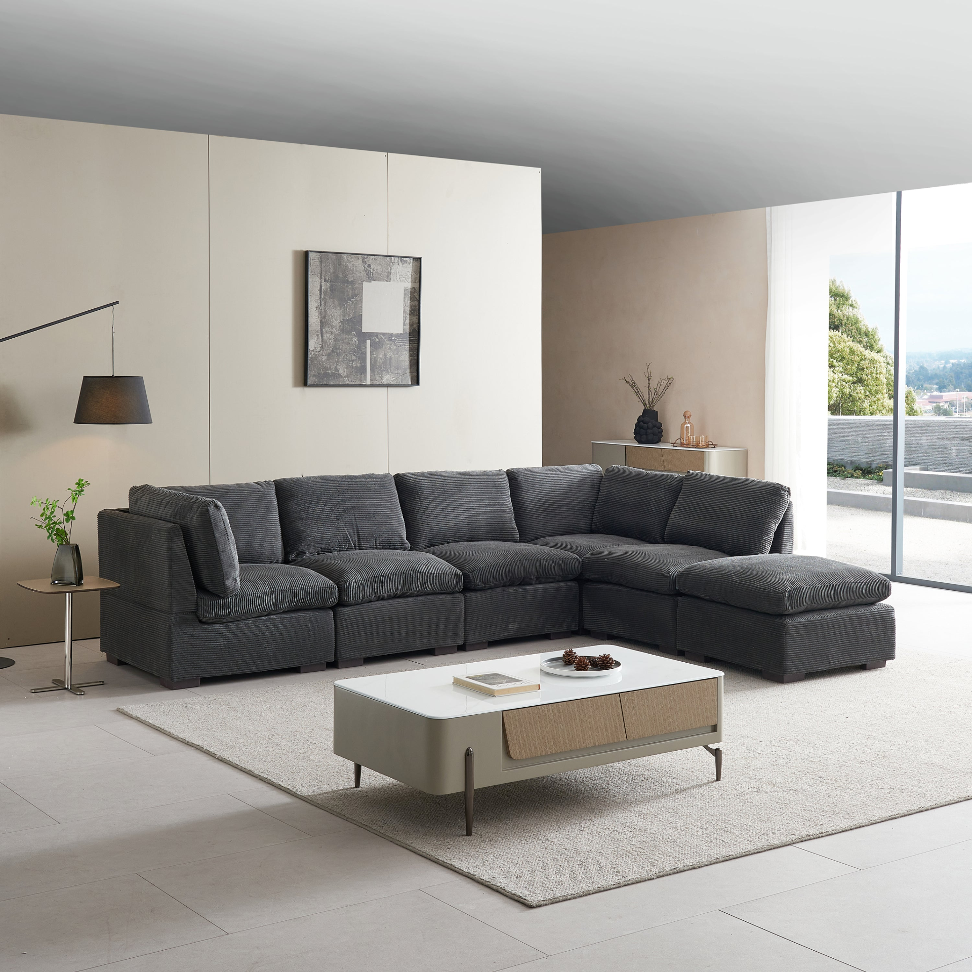 Sofa & Chair sets | Convertible Modern Luxury Sectional Sofa Couch for Living Room - Dark Grey | casafoyer.myshopify.com