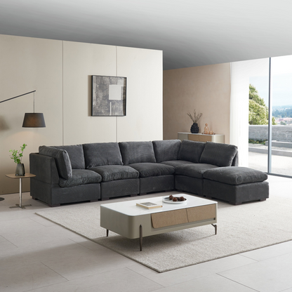 Sofa & Chair sets | Convertible Modern Luxury Sectional Sofa Couch for Living Room - Dark Grey | casafoyer.myshopify.com