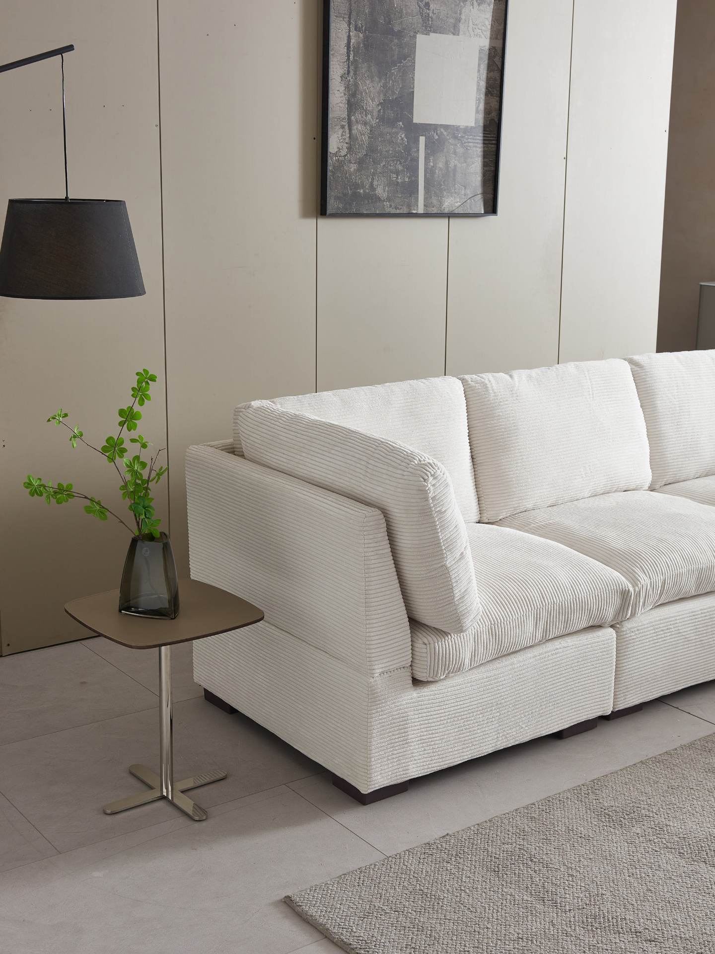 Sofa & Chair sets | Convertible Modern Luxury Sectional Sofa Couch for Living Room | Quality Corduroy Upholstery | Modular Sofa Solid Wood Leg Couch - Beige | casafoyer.myshopify.com