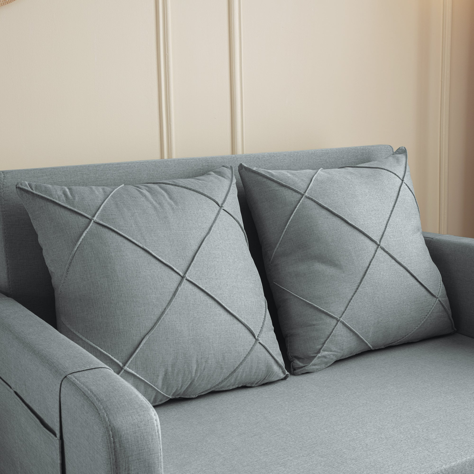 Sofa & Chair sets | Modern Love Seat Futon Sofa Bed with Headboard,Linen Love seat Couch,Pull Out Sofa Bed With 2 Pillows & 2 Sides Pockets for Any Small Spaces | casafoyer.myshopify.com