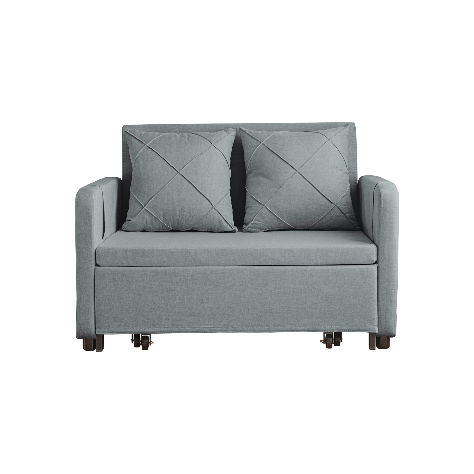 Sofa & Chair sets | Modern Love Seat Futon Sofa Bed with Headboard,Linen Love seat Couch,Pull Out Sofa Bed With 2 Pillows & 2 Sides Pockets for Any Small Spaces | casafoyer.myshopify.com