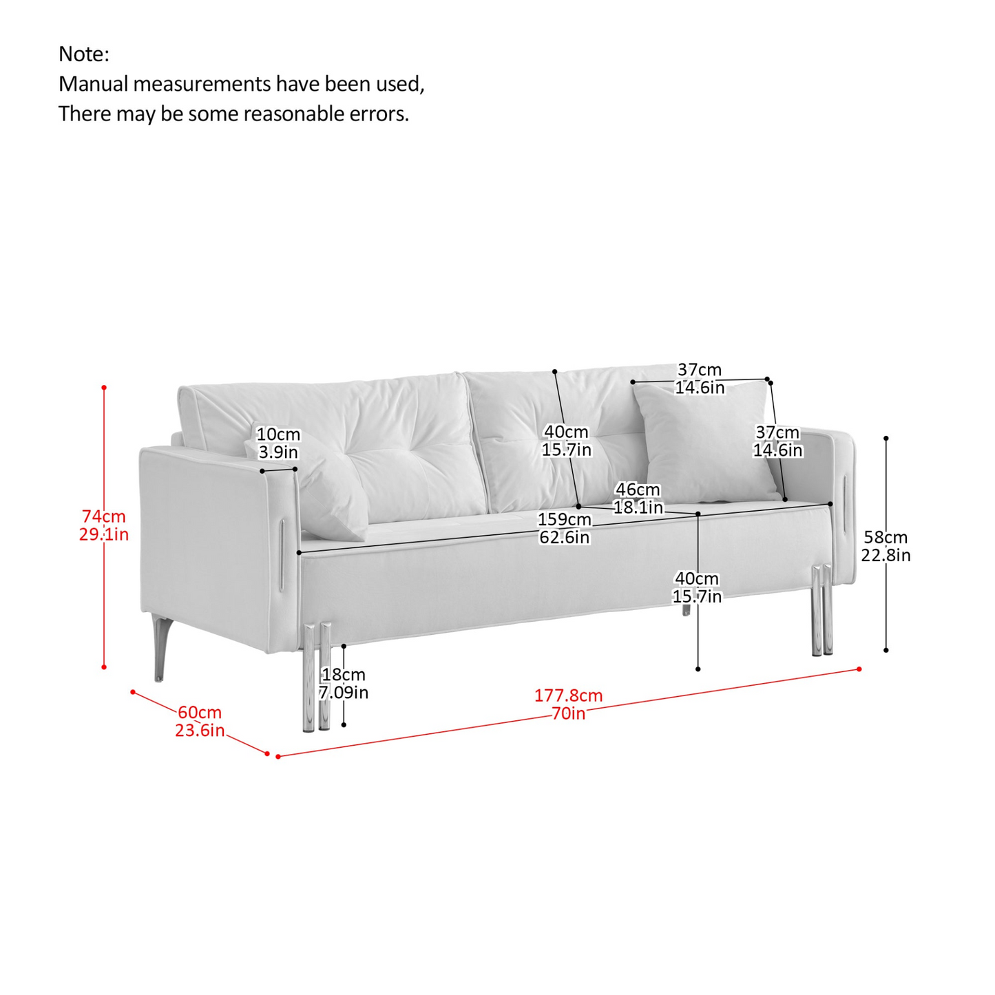 Sofa & Chair sets | 70" Velvet Sofa Couch Luxury Modern Upholstered 3-Seater Sofa with 2 Pillows | casafoyer.myshopify.com