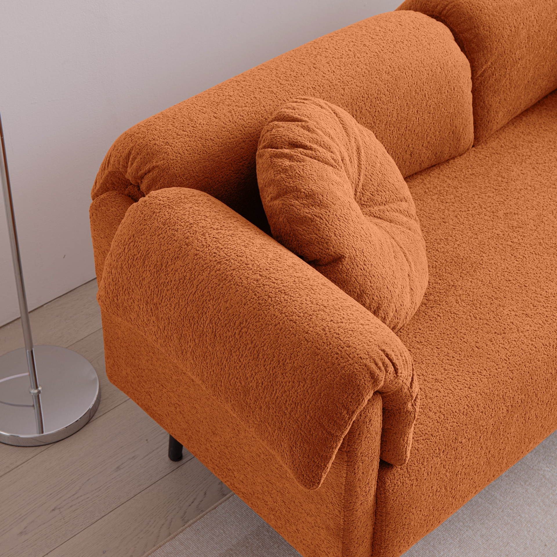 [product_type] | 68.5" Modern Lamb Wool Sofa With Decorative Throw Pillows for Small Spaces | casafoyer.myshopify.com