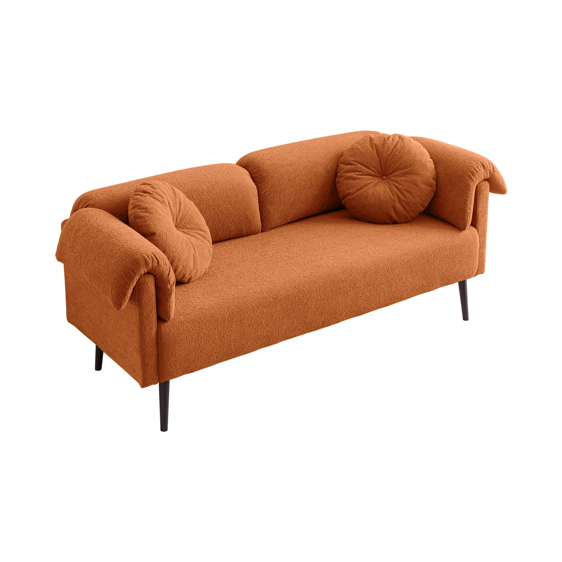 [product_type] | 68.5" Modern Lamb Wool Sofa With Decorative Throw Pillows for Small Spaces | casafoyer.myshopify.com