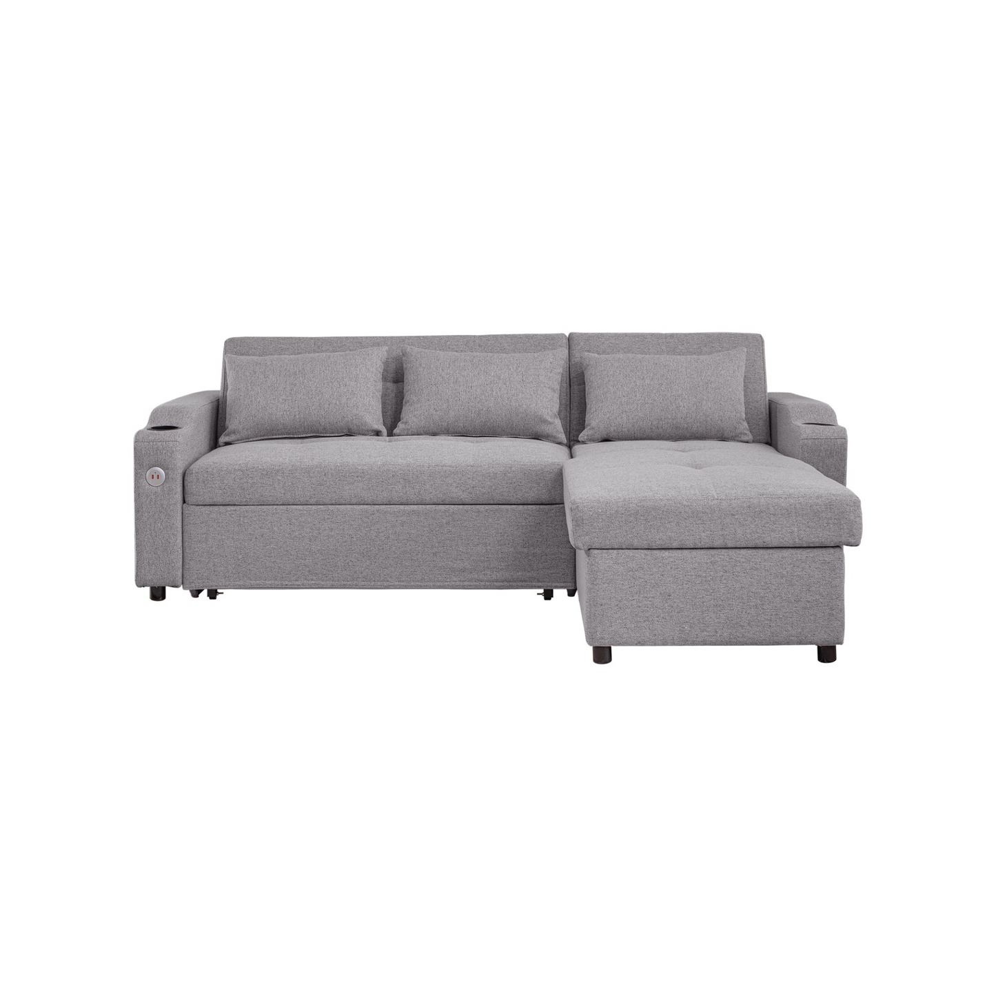 [product_type] | 84" Adjustable Backrest Sofa Bed - Modern Linen Sleeper with USB Ports & Cup Holders | casafoyer.myshopify.com